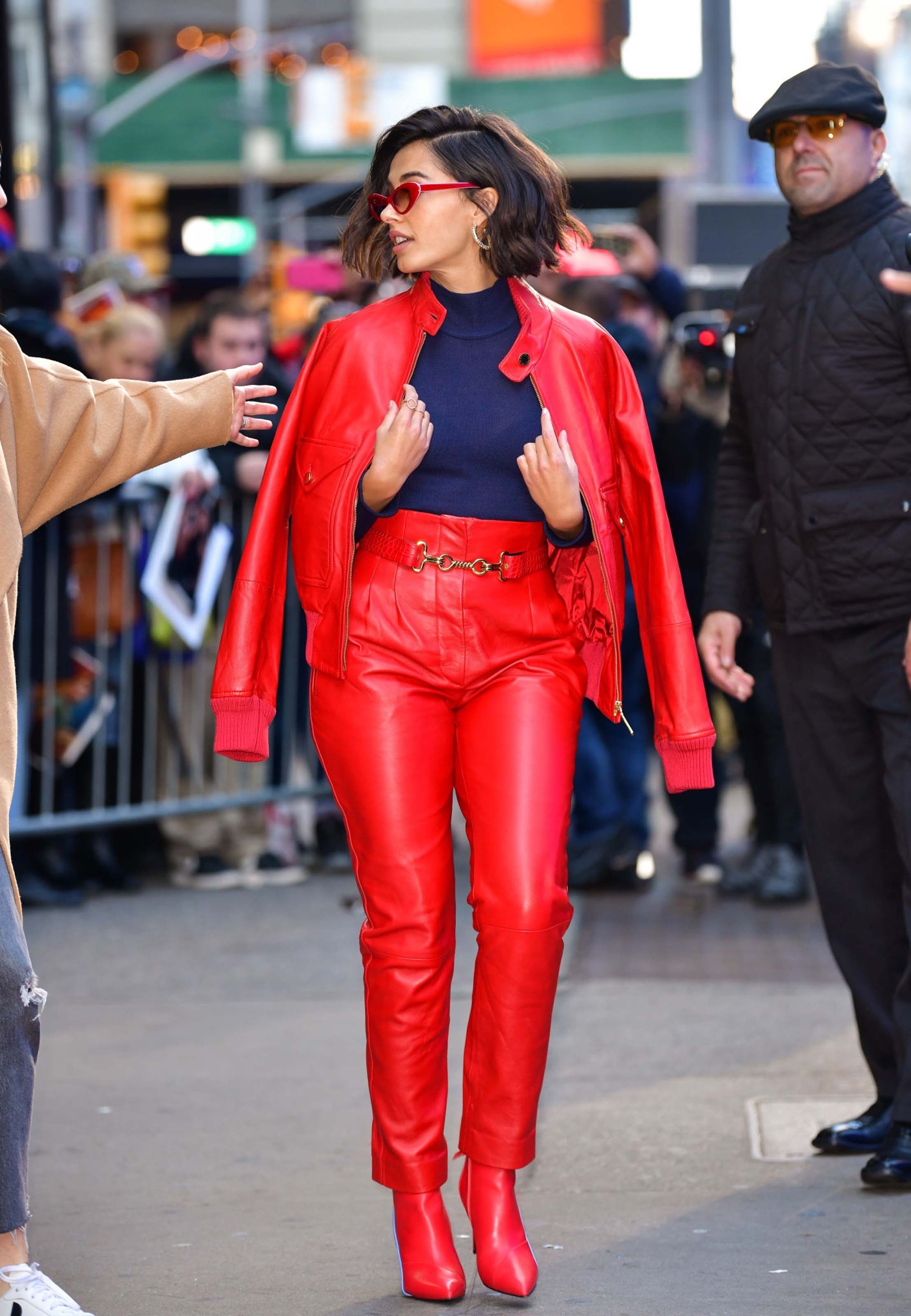 Naomi Scott arriving and leaving of the Good Morning America studios