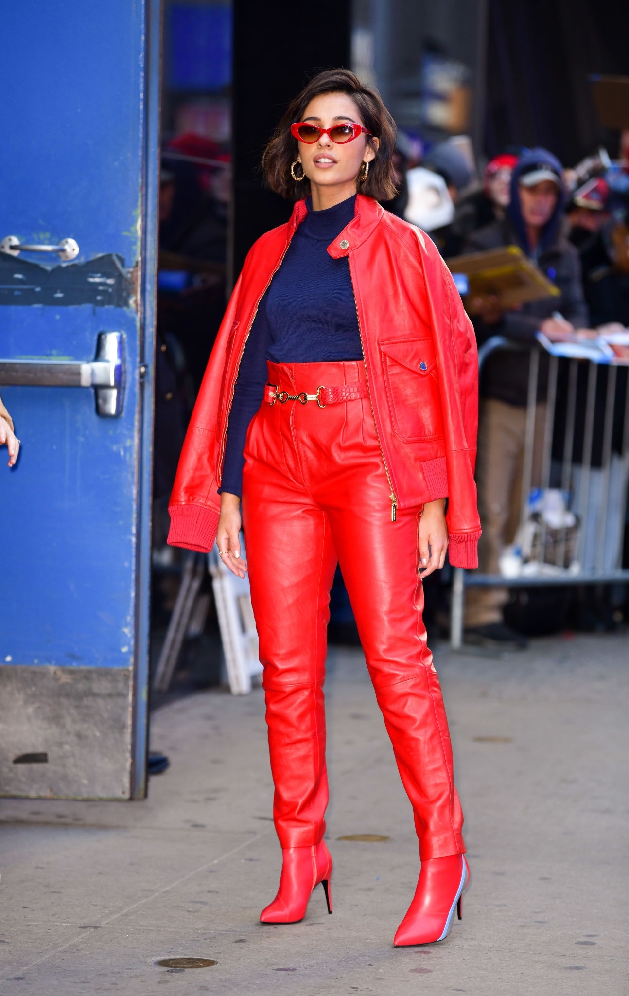 Naomi Scott arriving and leaving of the Good Morning America studios