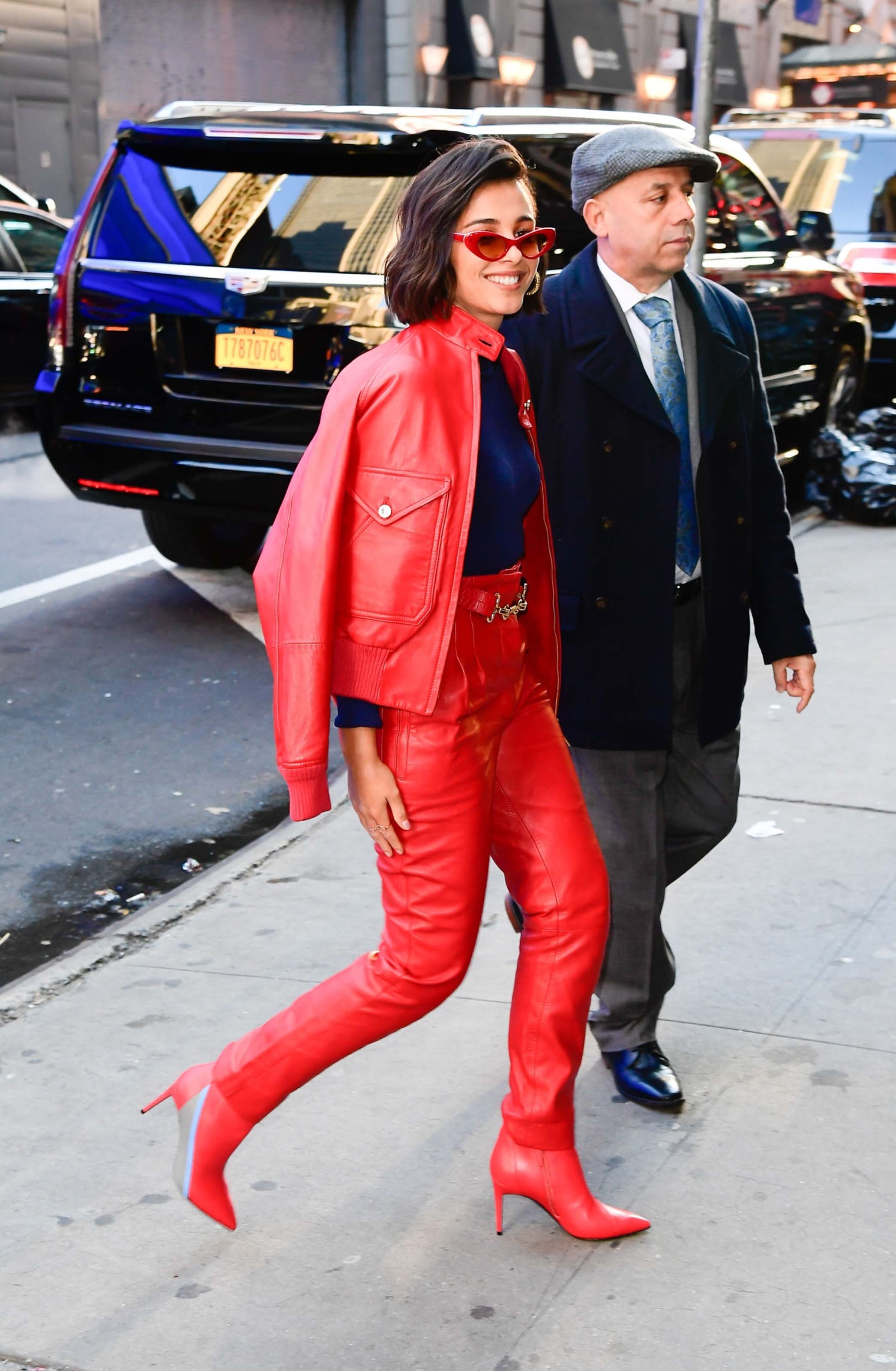 Naomi Scott arriving and leaving of the Good Morning America studios