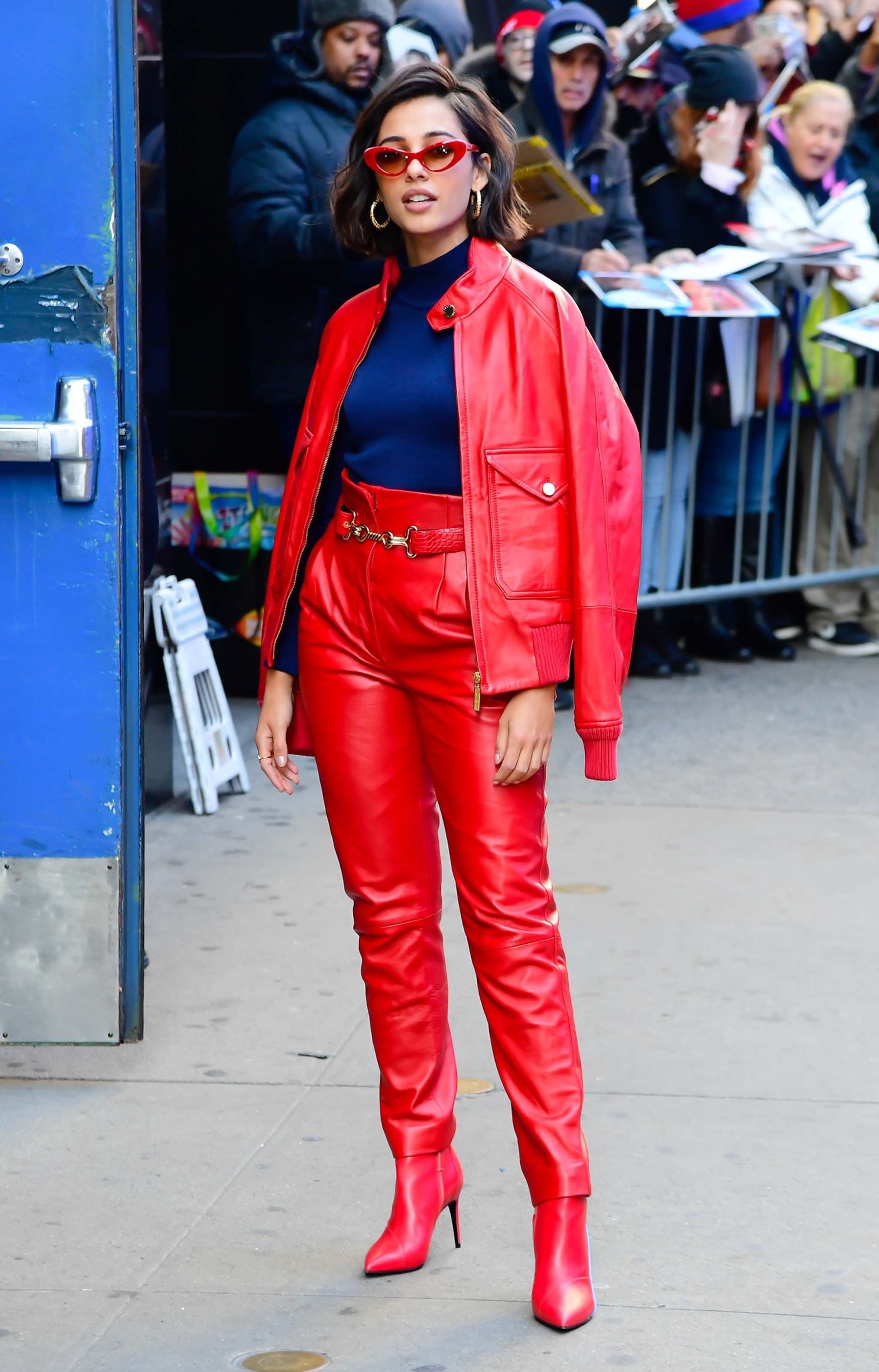 Naomi Scott arriving and leaving of the Good Morning America studios