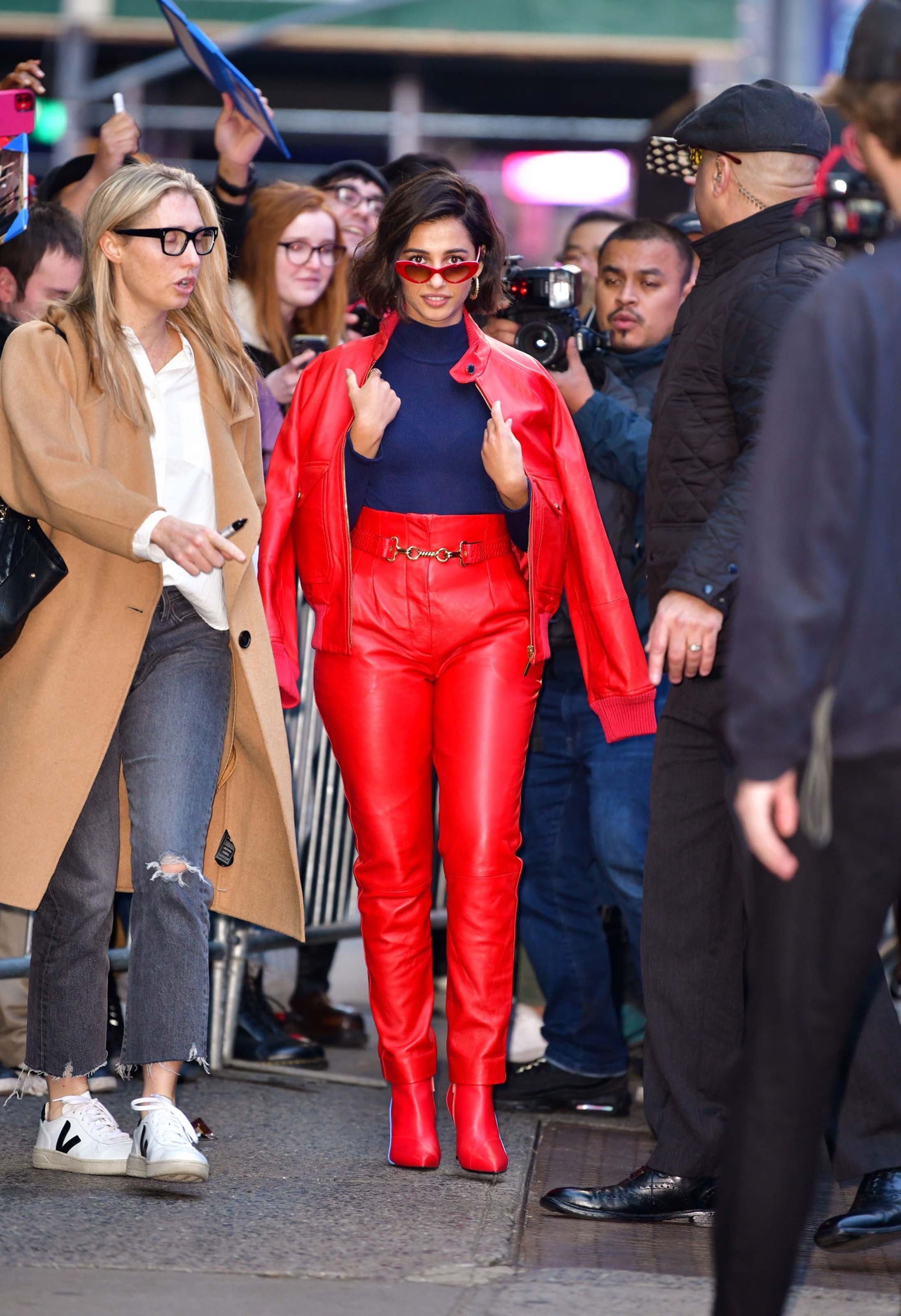 Naomi Scott arriving and leaving of the Good Morning America studios