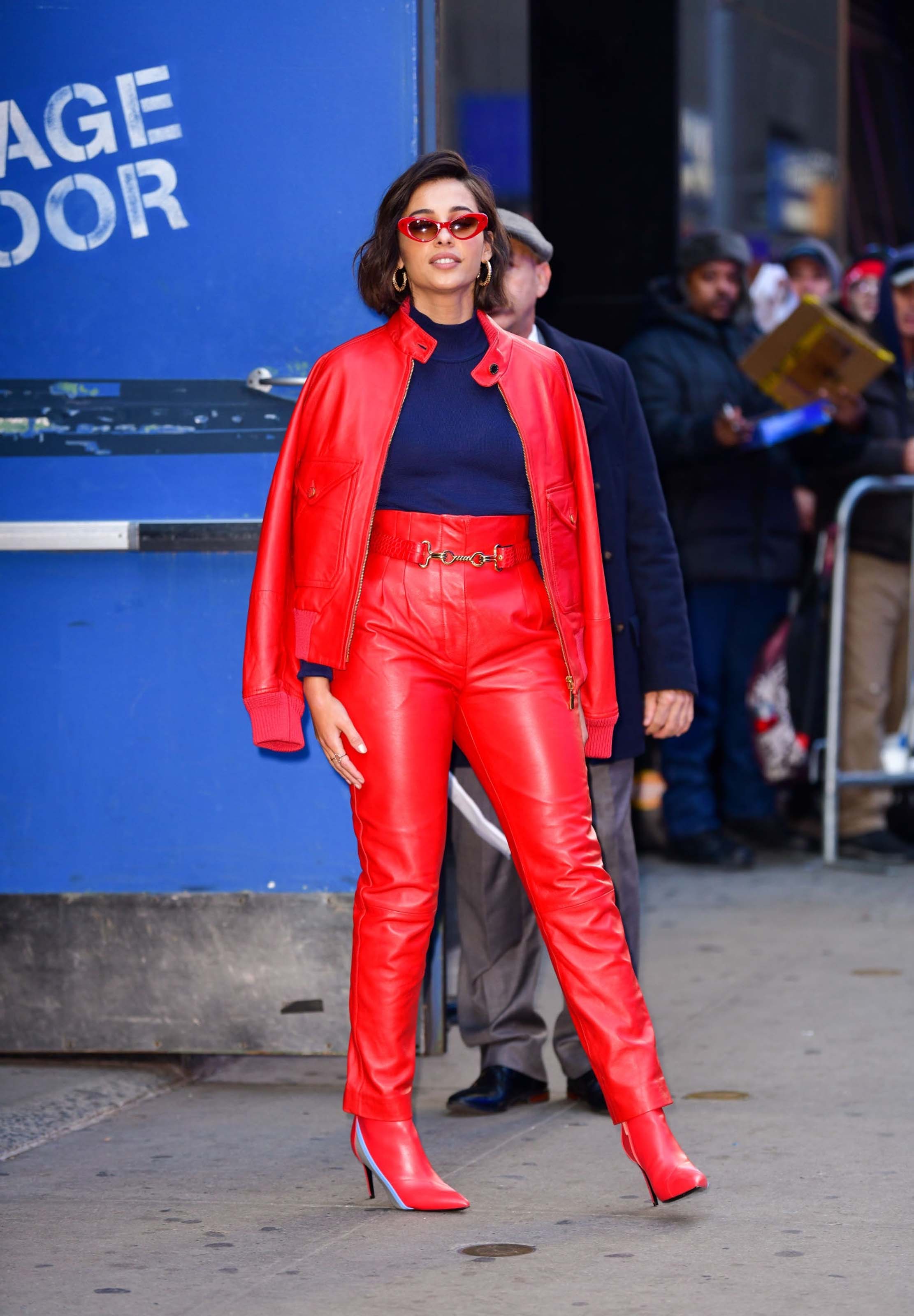 Naomi Scott arriving and leaving of the Good Morning America studios