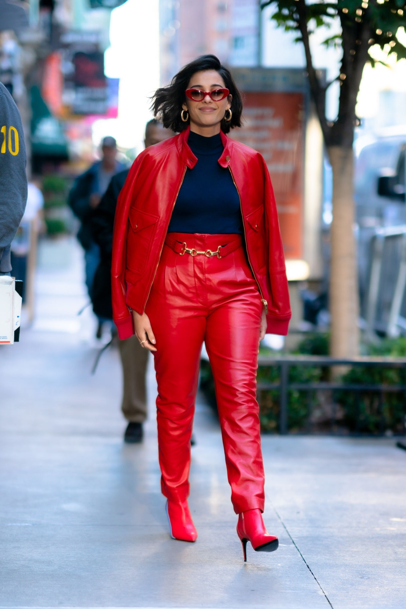 Naomi Scott arriving and leaving of the Good Morning America studios