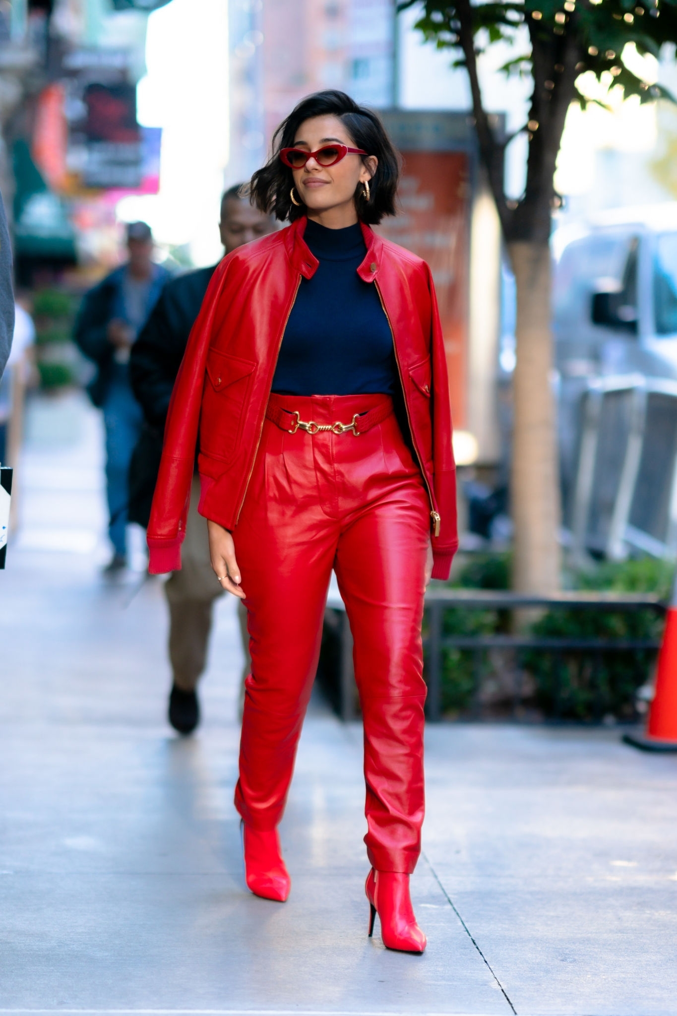 Naomi Scott arriving and leaving of the Good Morning America studios