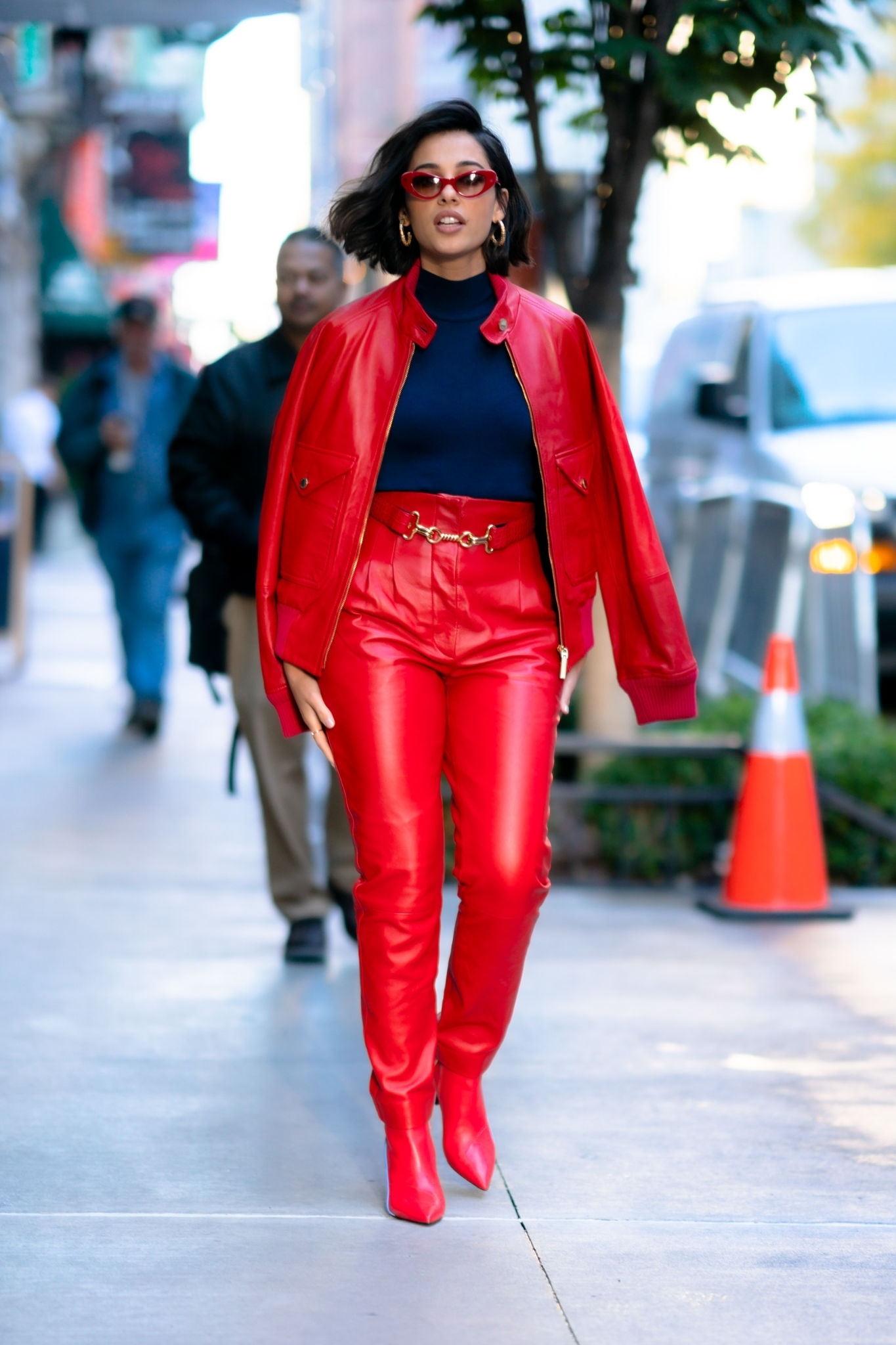 Naomi Scott arriving and leaving of the Good Morning America studios