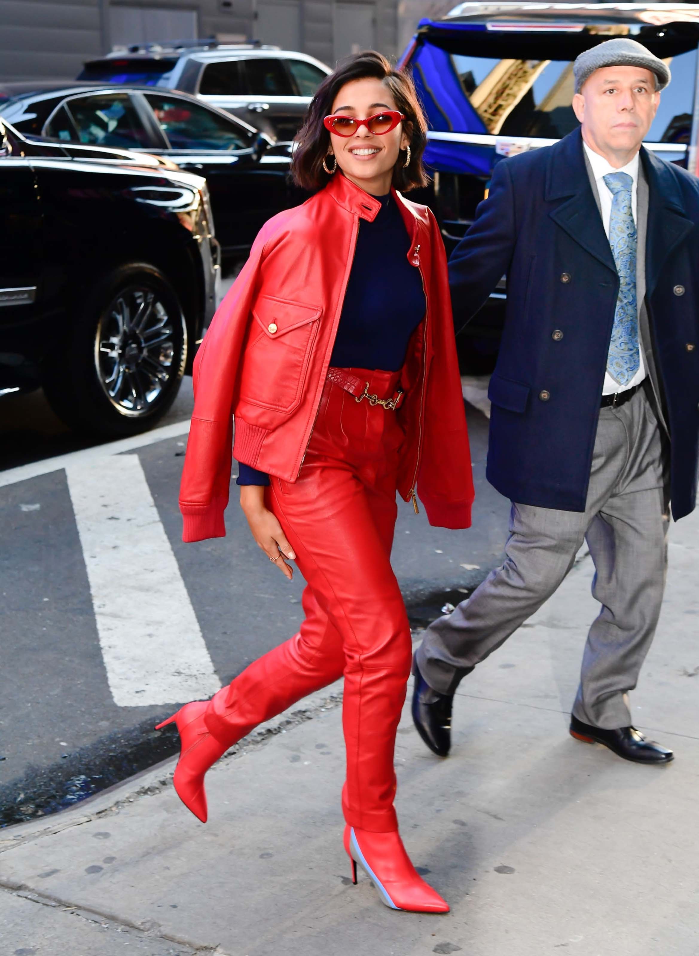 Naomi Scott arriving and leaving of the Good Morning America studios