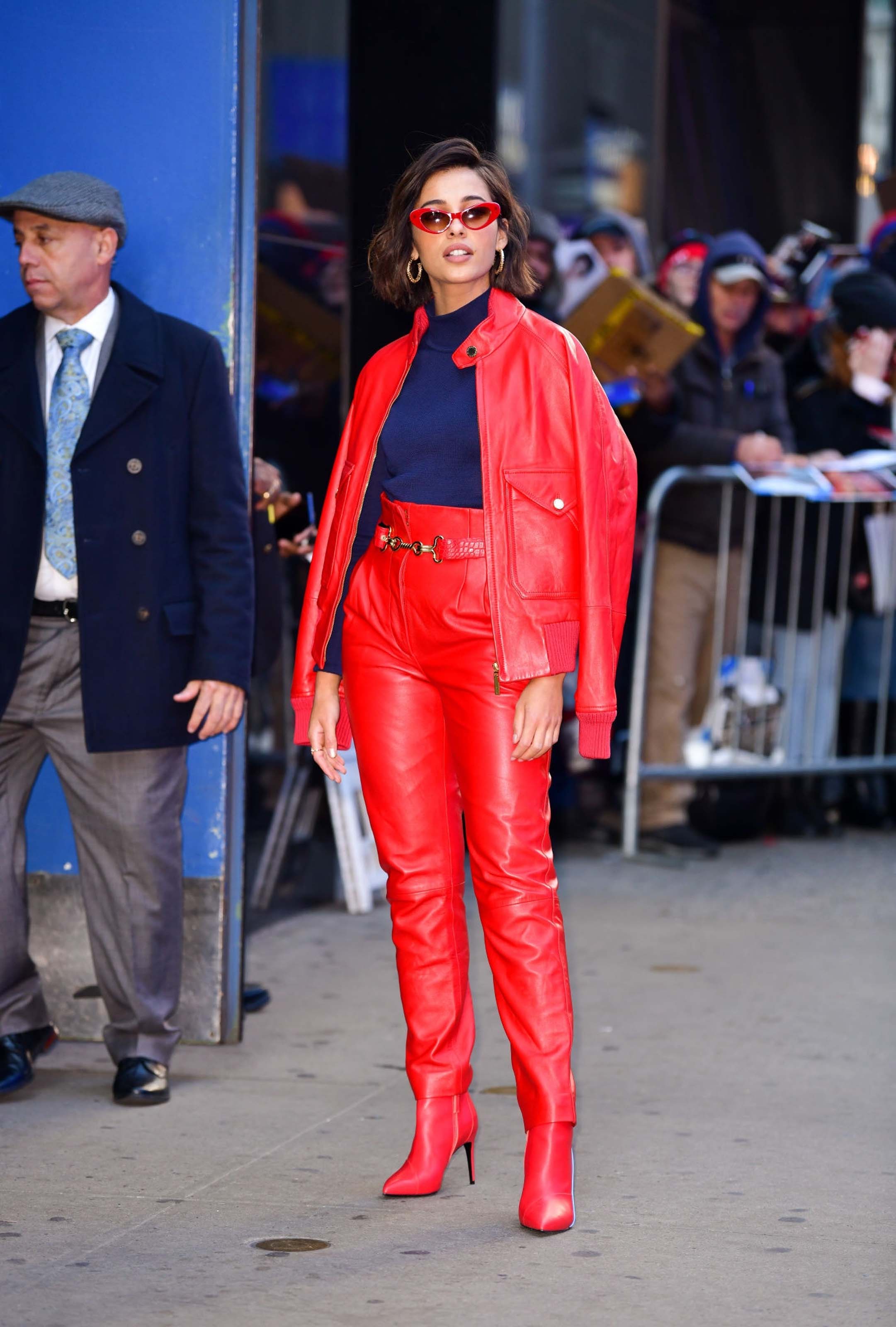 Naomi Scott arriving and leaving of the Good Morning America studios