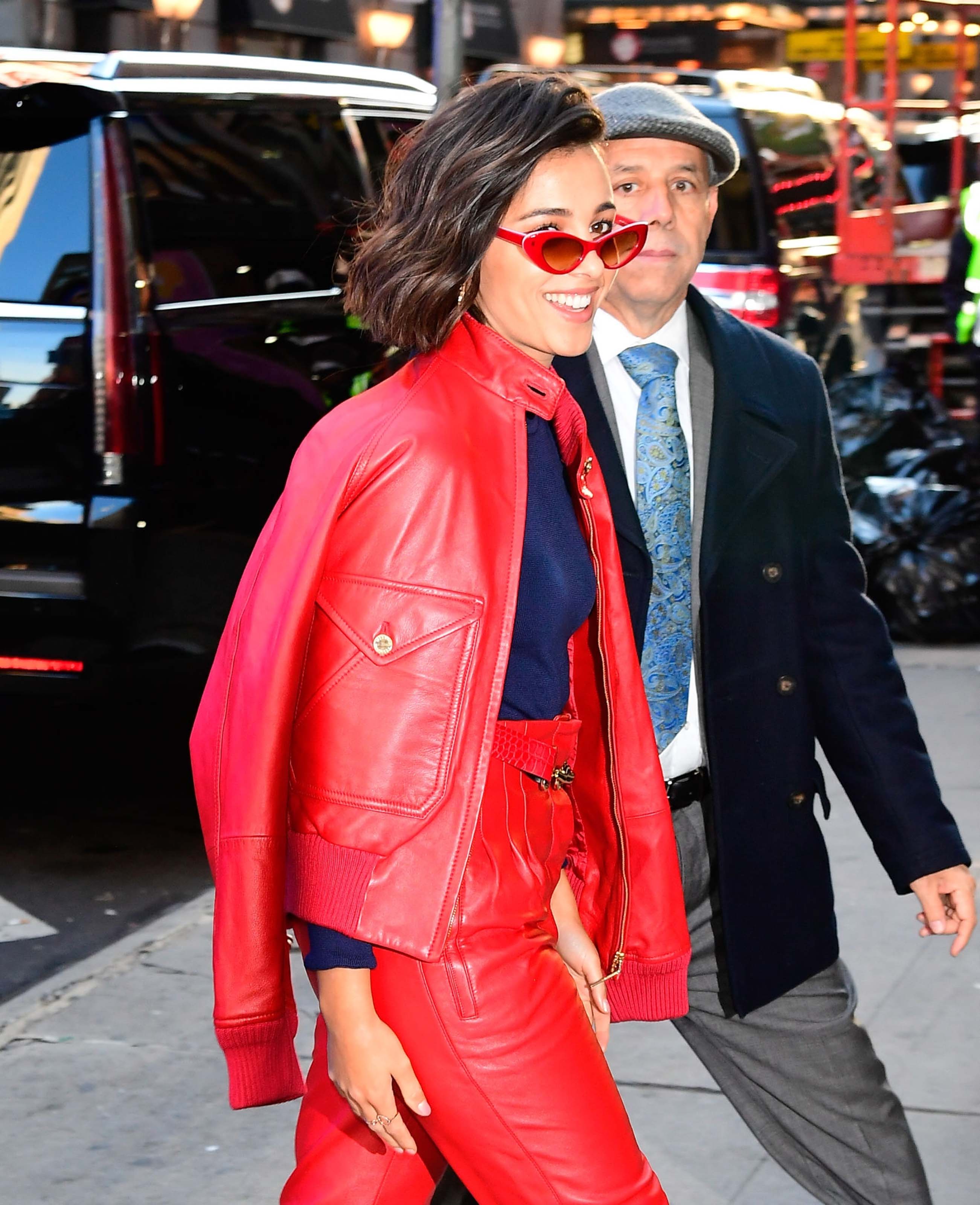 Naomi Scott arriving and leaving of the Good Morning America studios