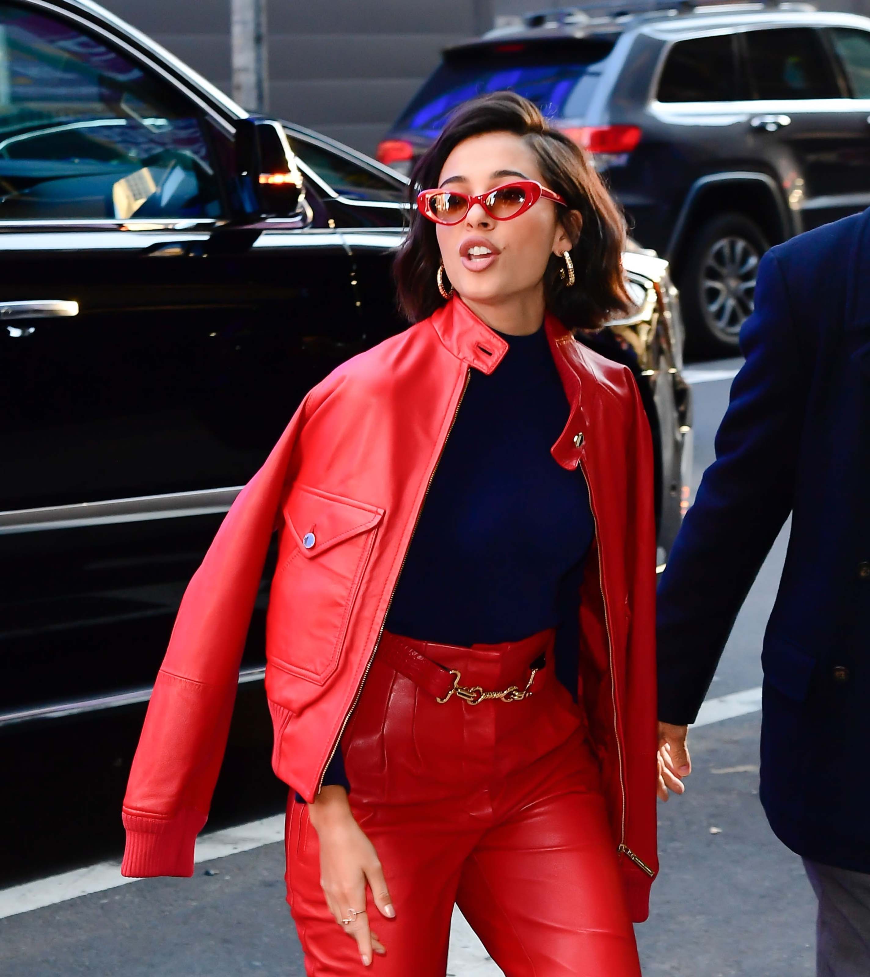 Naomi Scott arriving and leaving of the Good Morning America studios