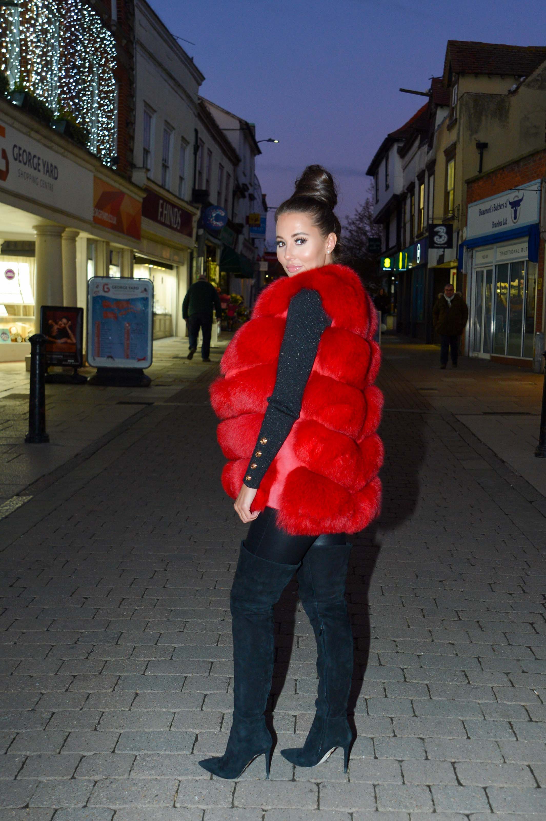 Yazmin Oukhellou at The Only Way is Essex Christmas Special filming