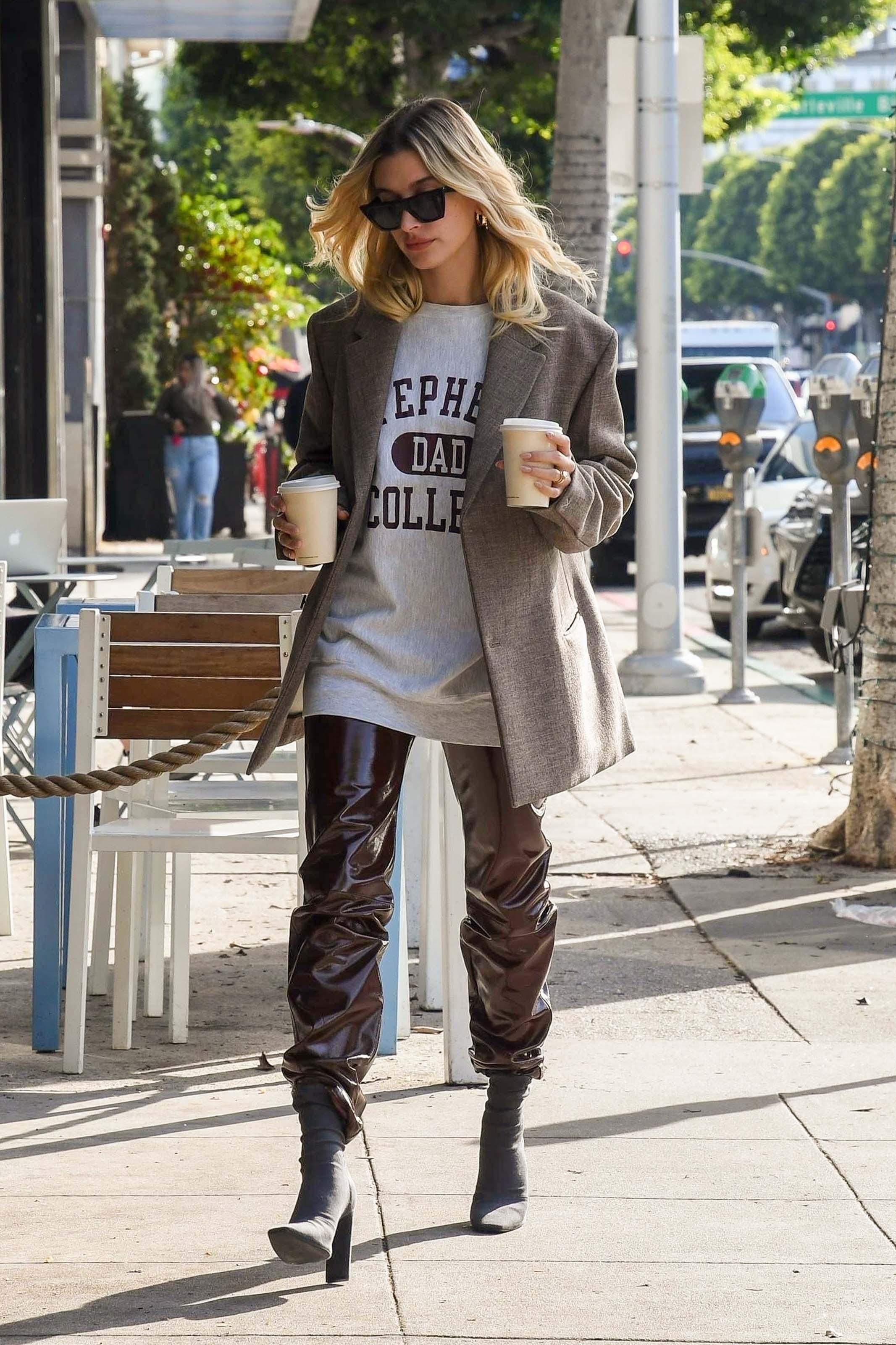 Hailey Baldwin out for a coffee run