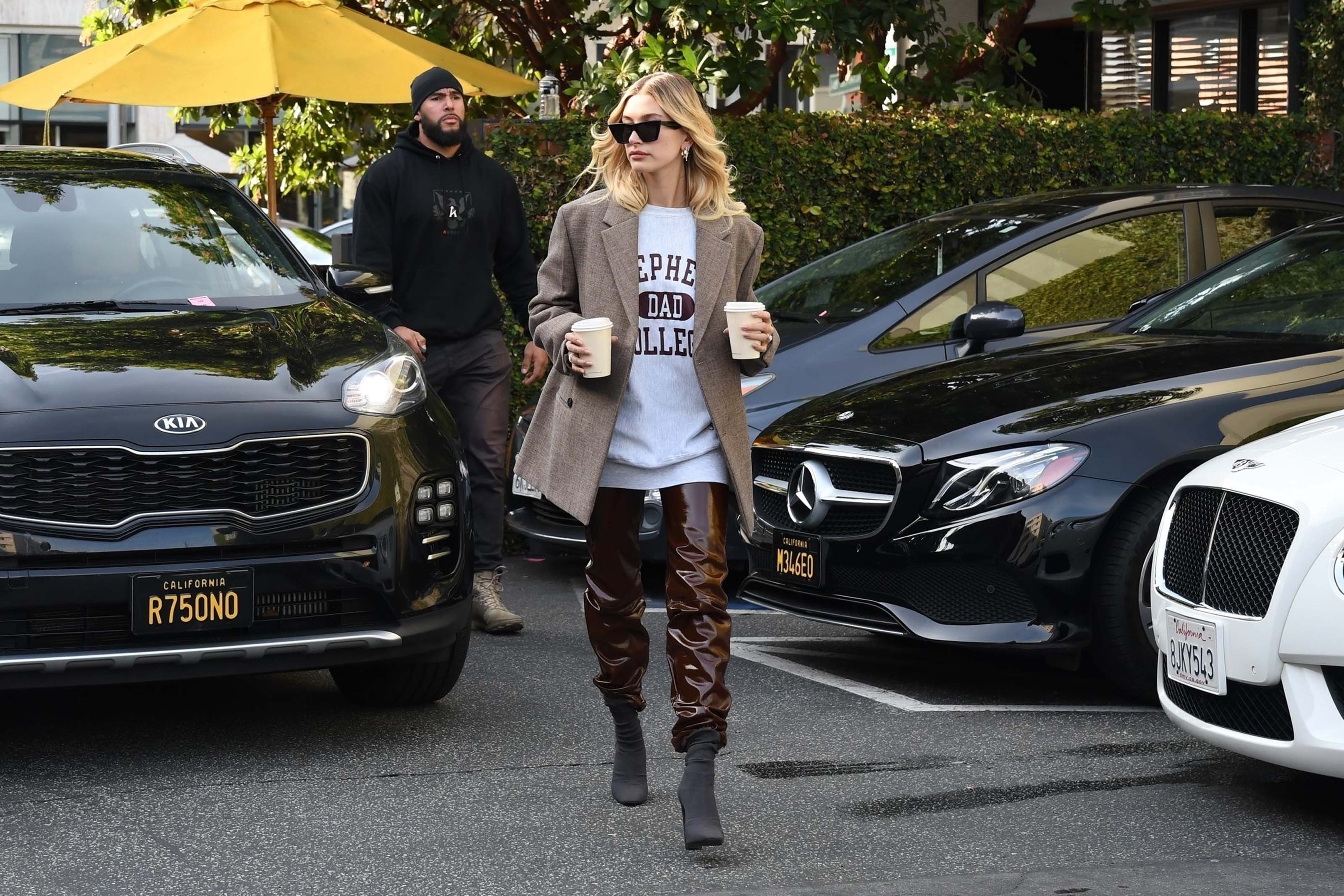 Hailey Baldwin out for a coffee run