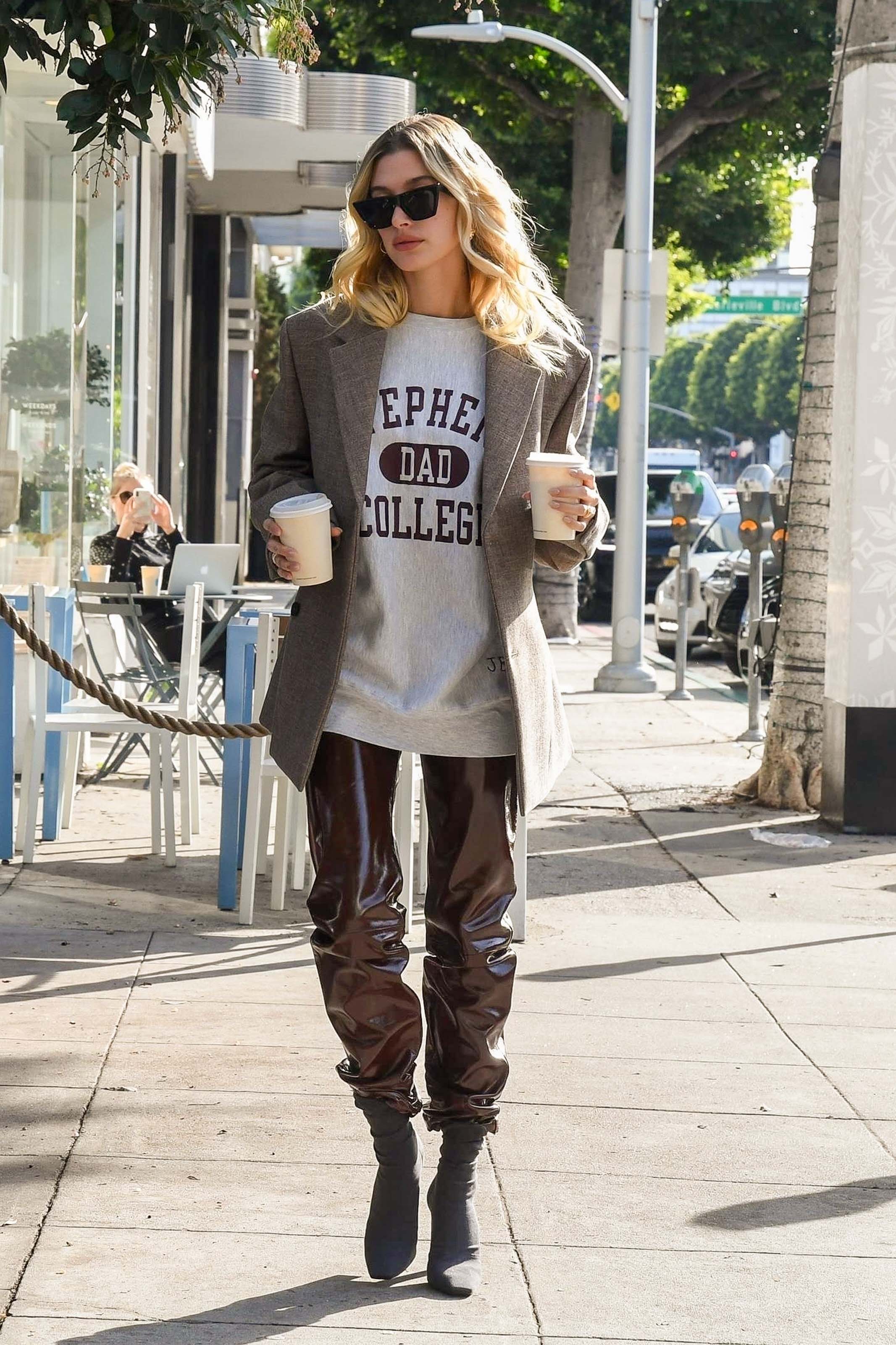 Hailey Baldwin out for a coffee run