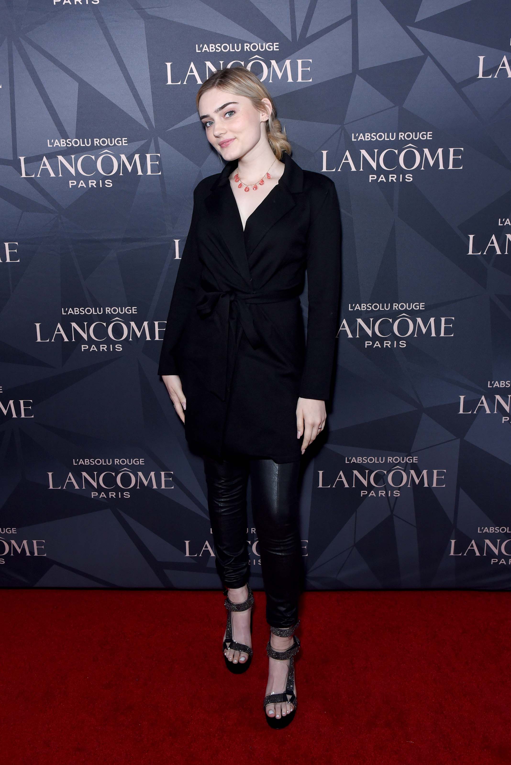 Meg Donnelly attends Lancome x Vogue L’Absolu Ruby Holiday Event