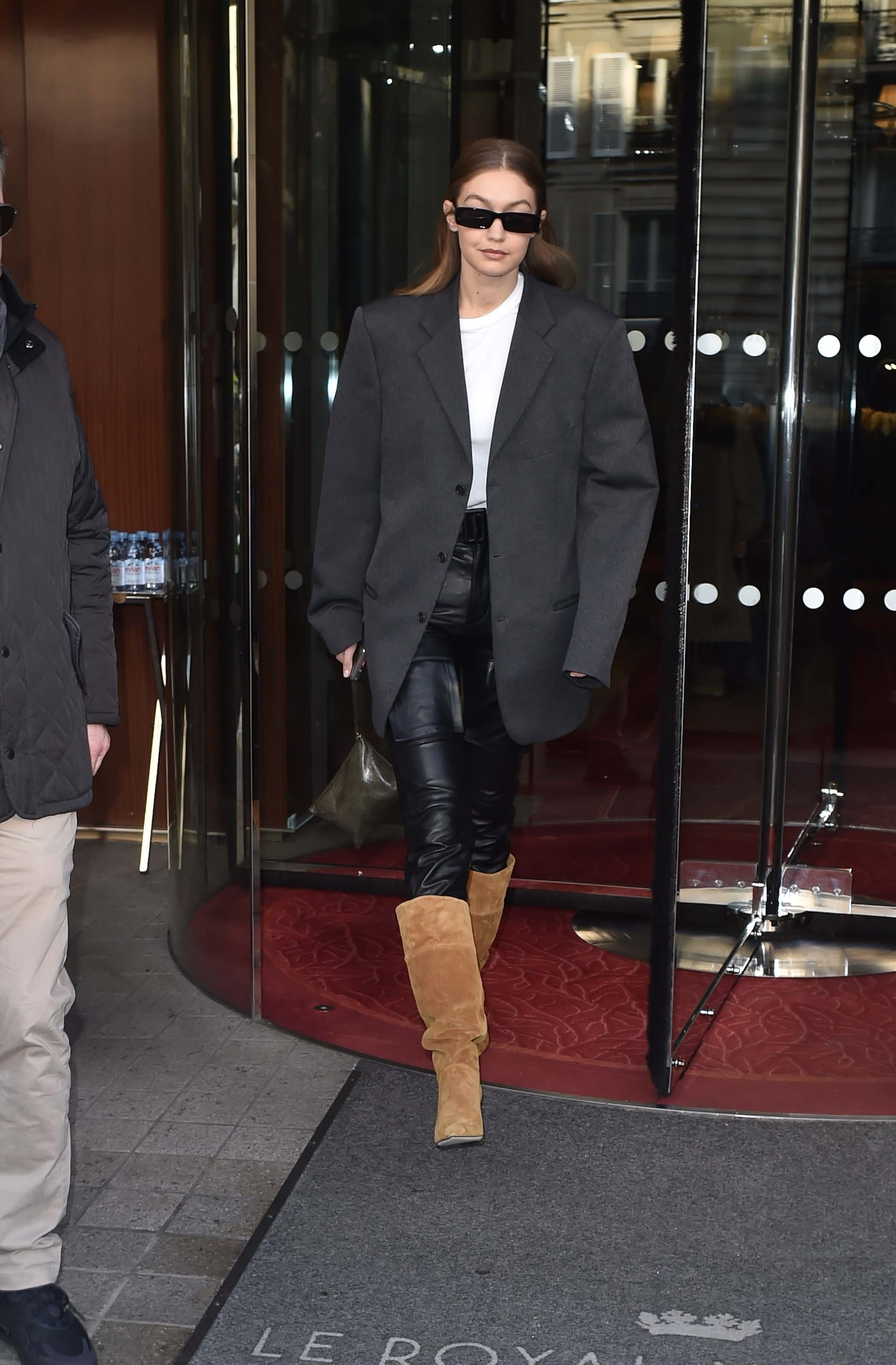 Gigi Hadid seen leaving the Royal Monceau hotel