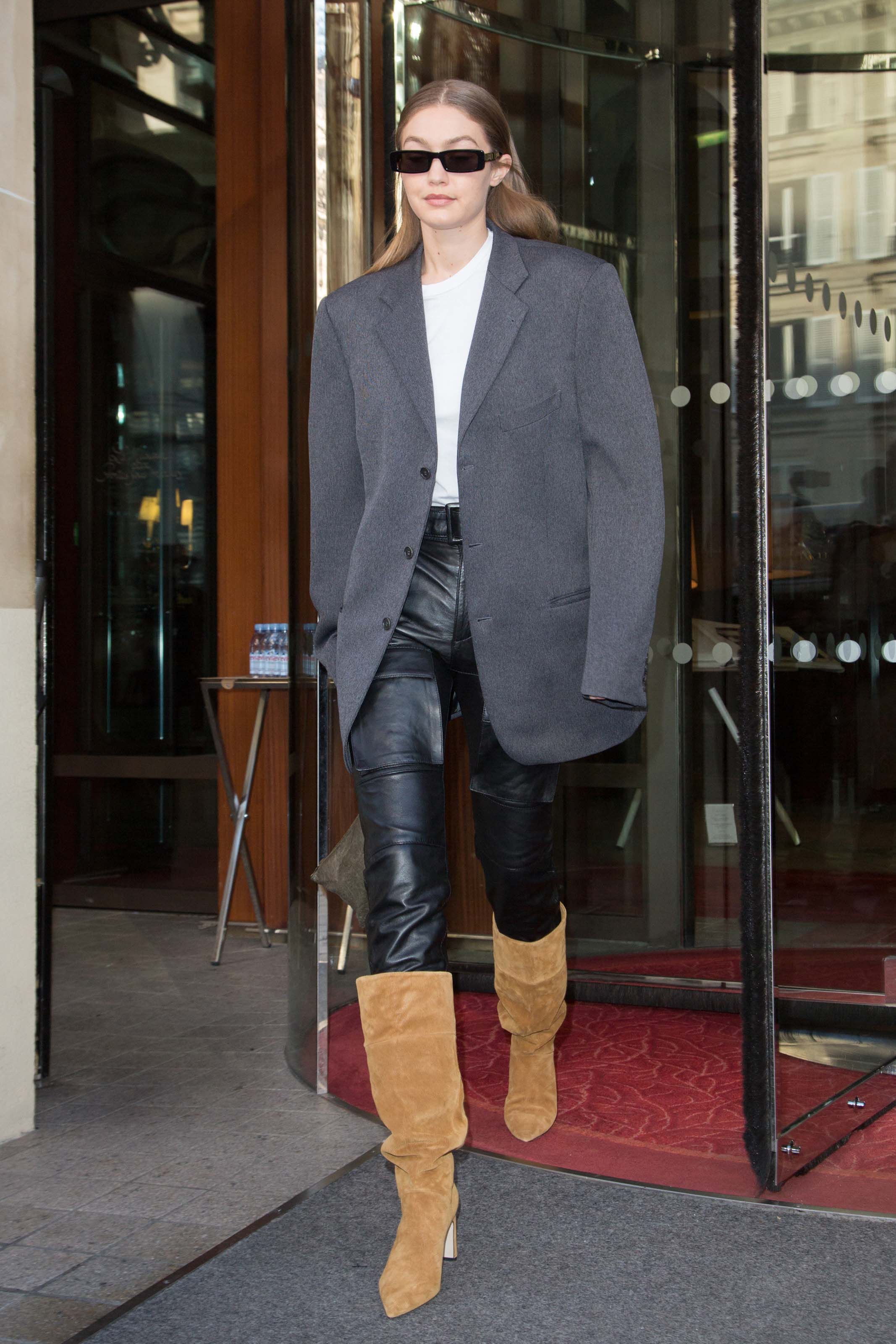 Gigi Hadid seen leaving the Royal Monceau hotel
