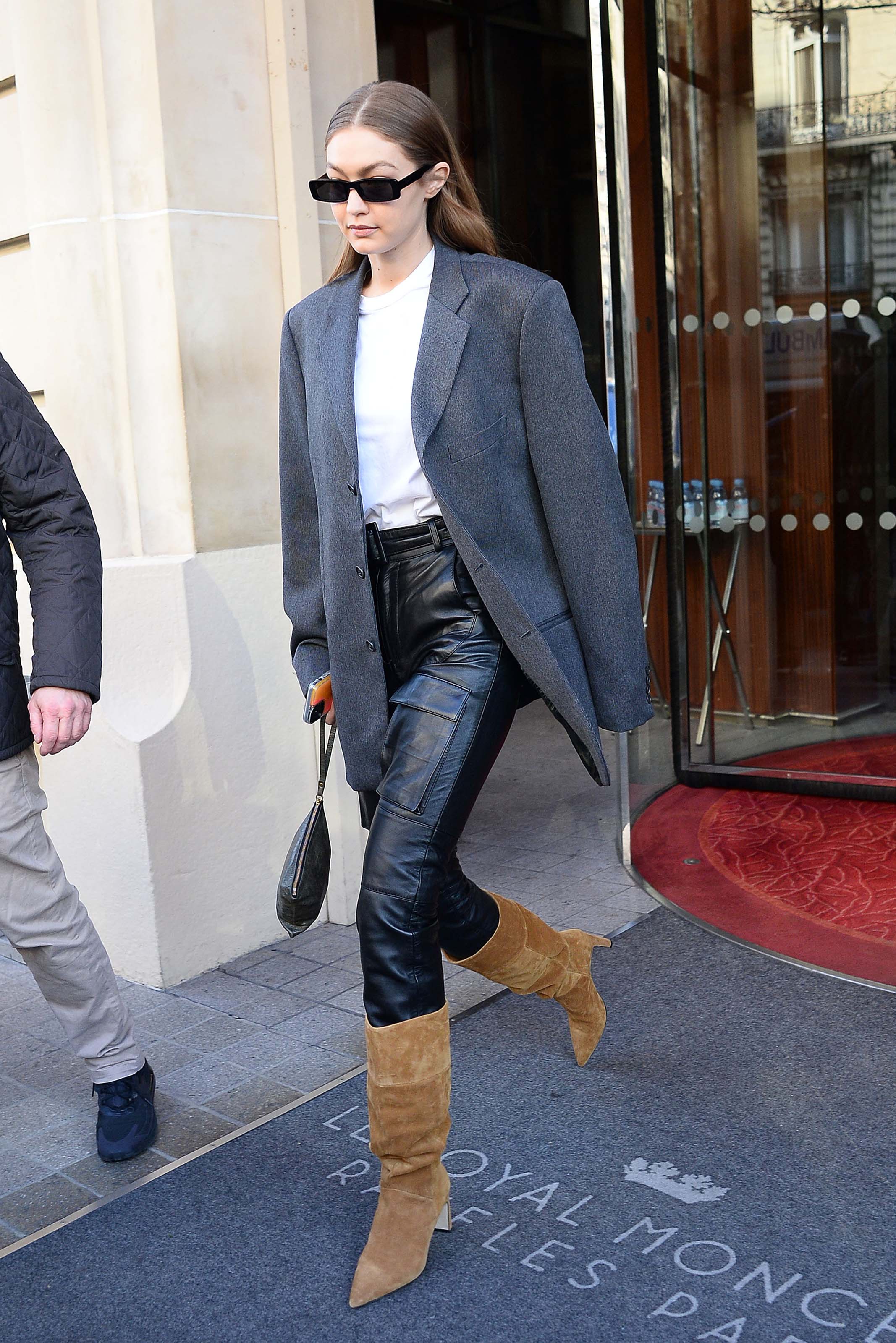 Gigi Hadid seen leaving the Royal Monceau hotel