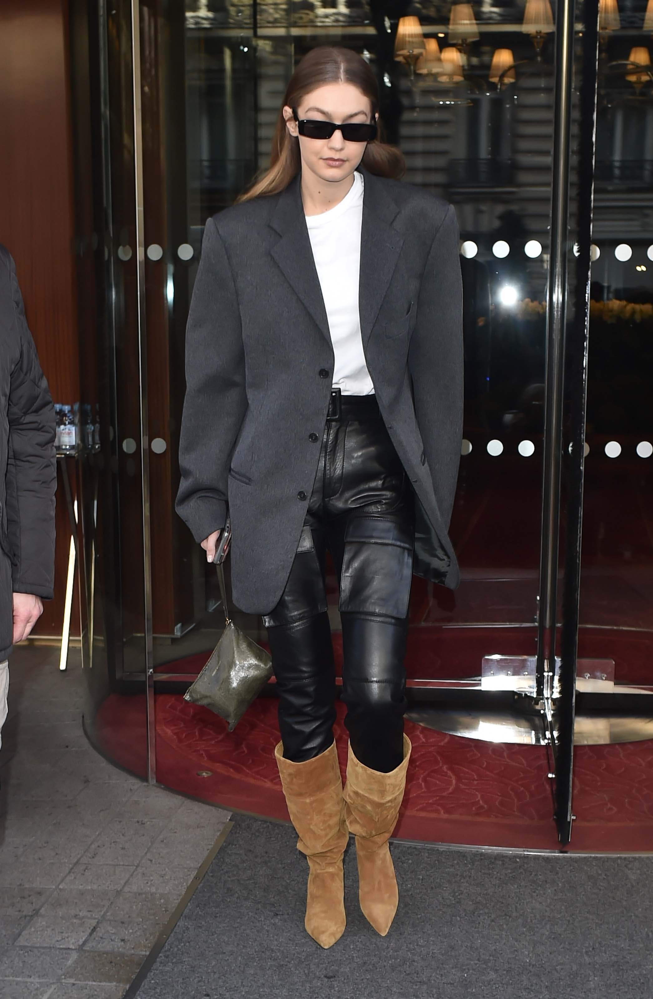 Gigi Hadid seen leaving the Royal Monceau hotel