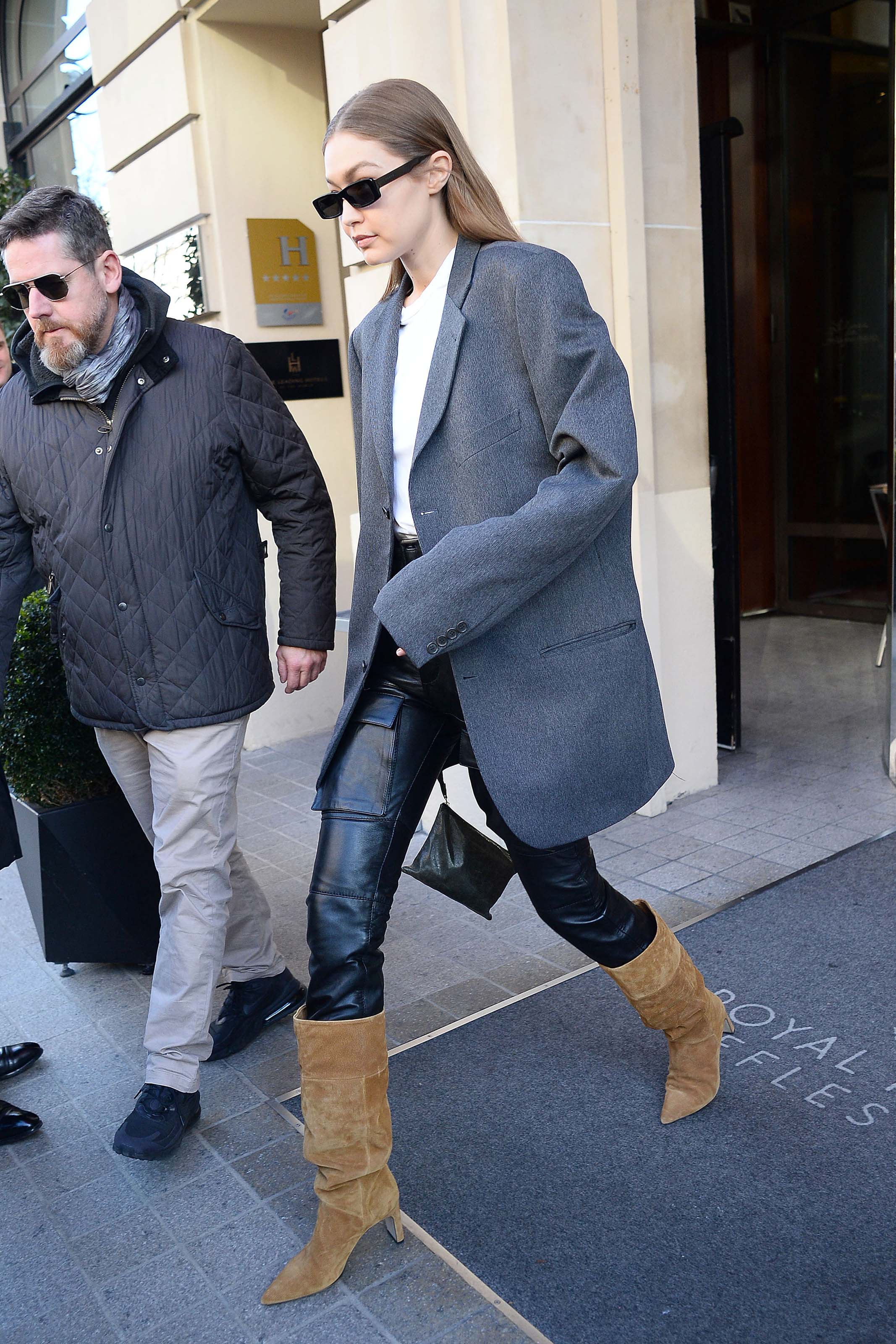 Gigi Hadid seen leaving the Royal Monceau hotel