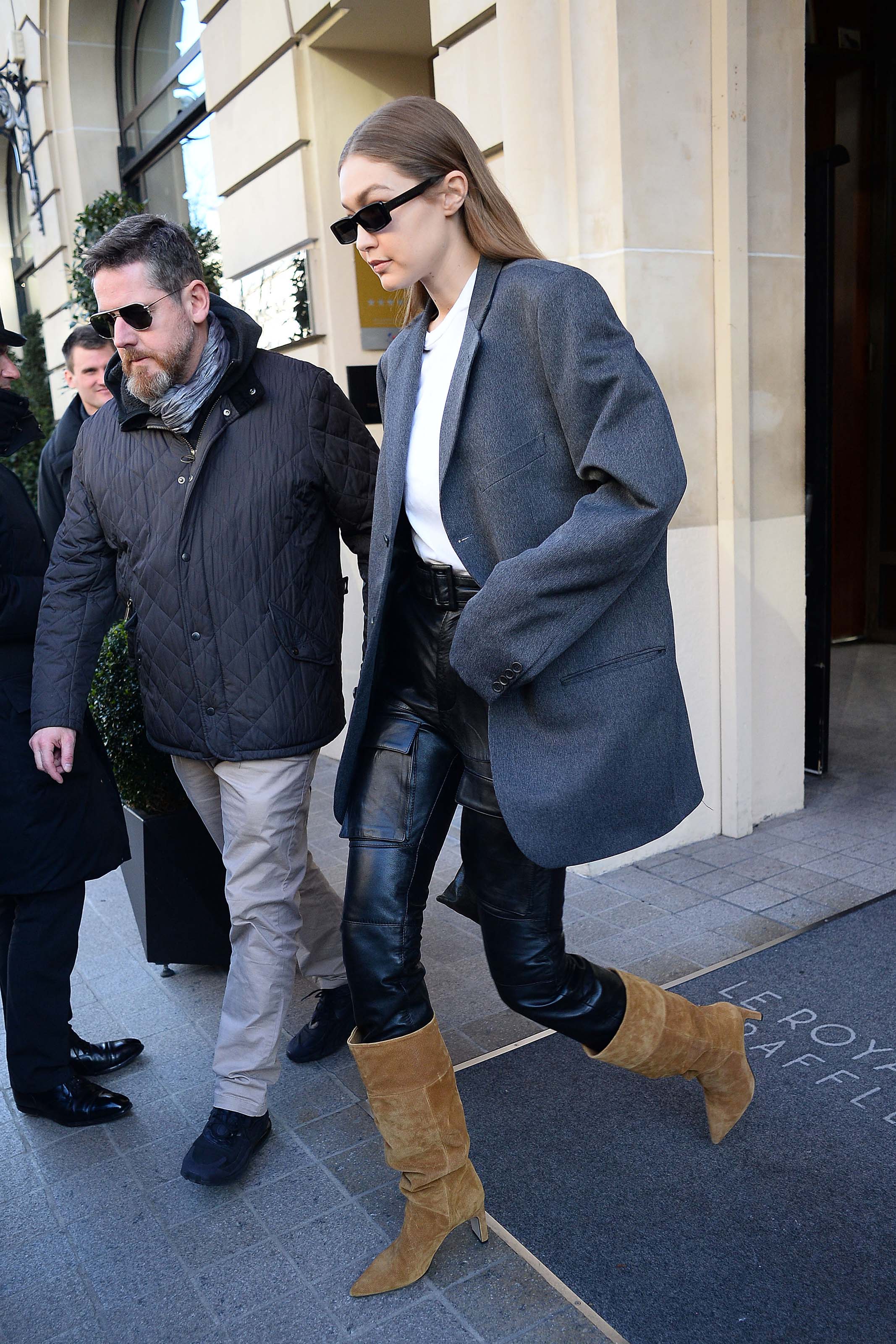 Gigi Hadid seen leaving the Royal Monceau hotel