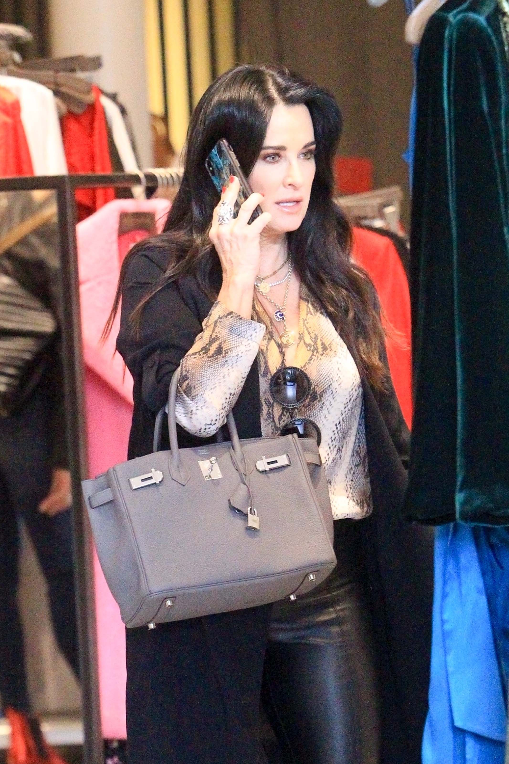 Kyle Richards shopping in Beverly Hills