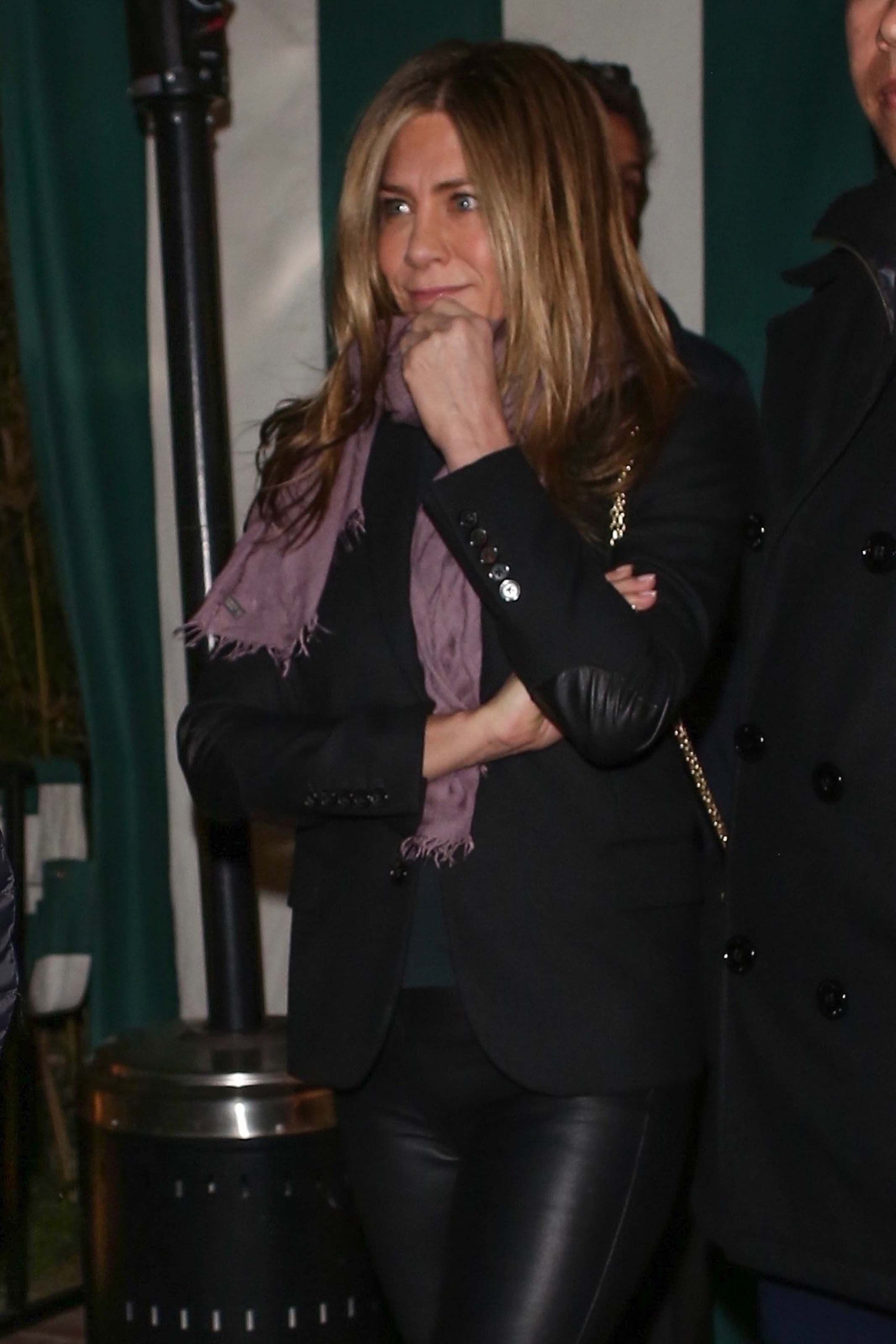 Jennifer Aniston leaving Sara Foster’s Birthday party
