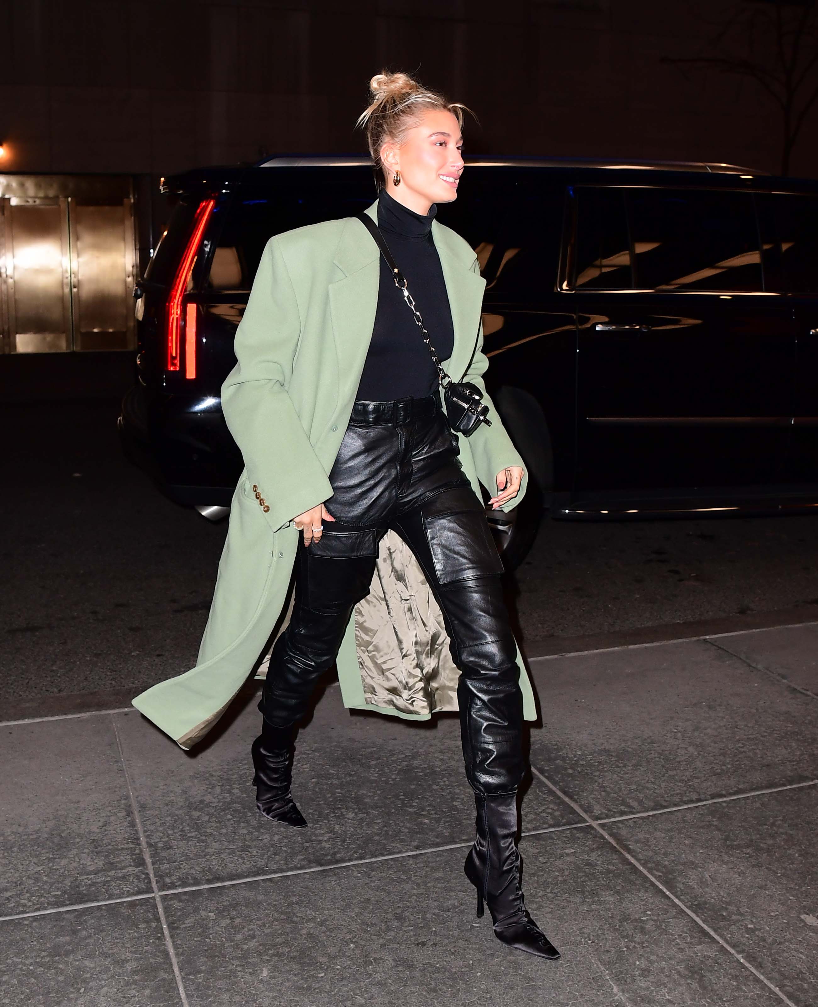 Hailey Bieber arrives at Saturday Night Live