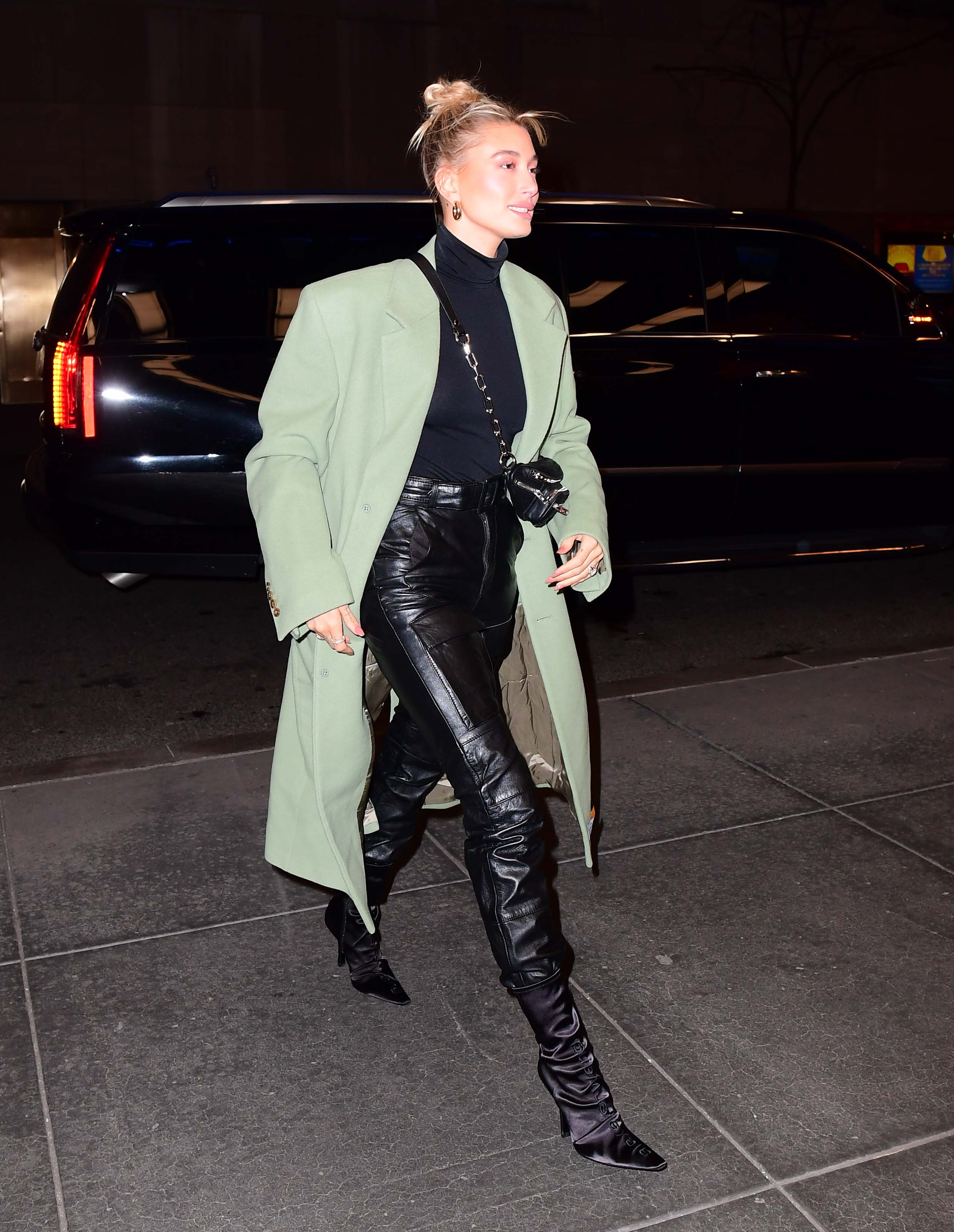 Hailey Bieber arrives at Saturday Night Live