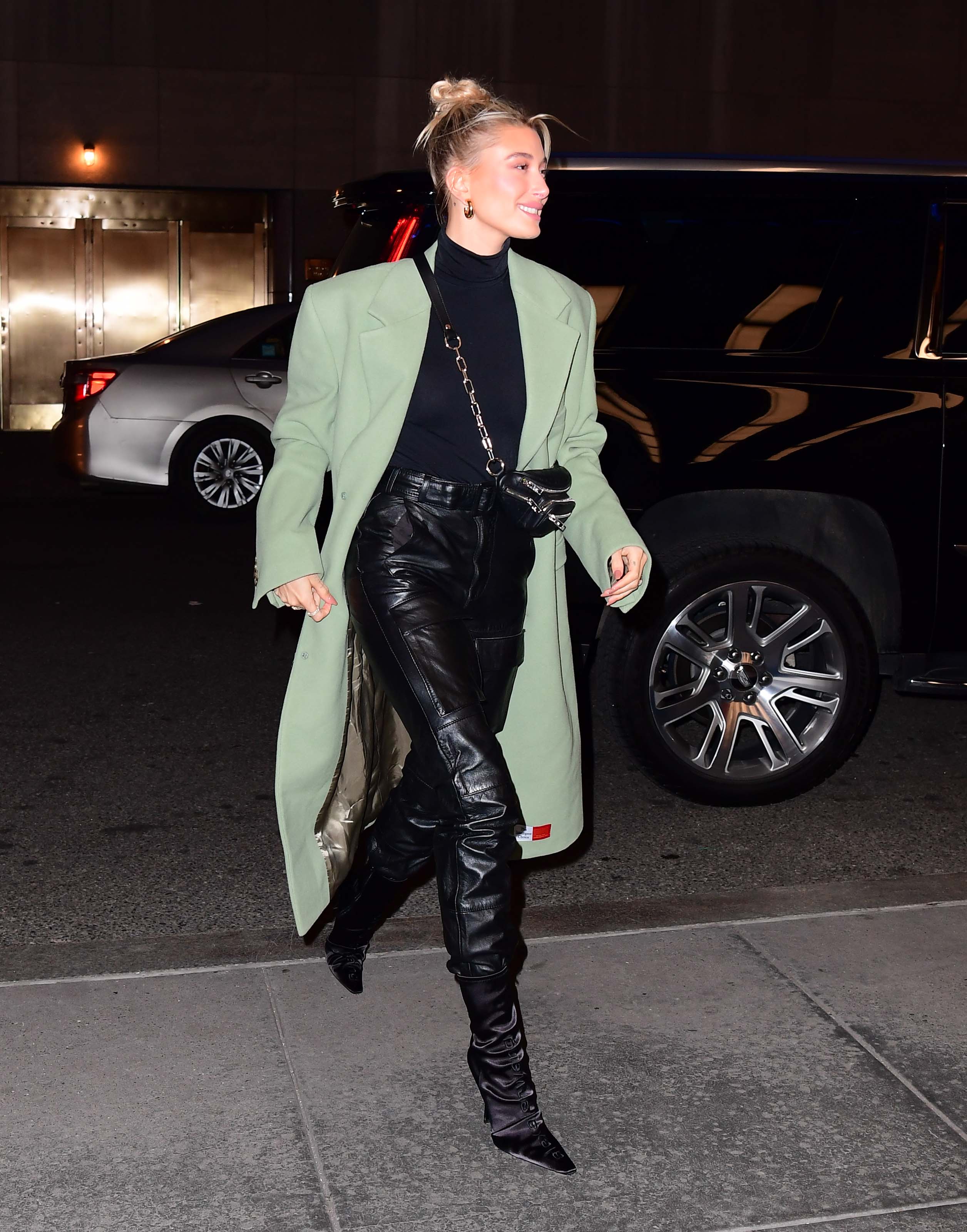 Hailey Bieber arrives at Saturday Night Live