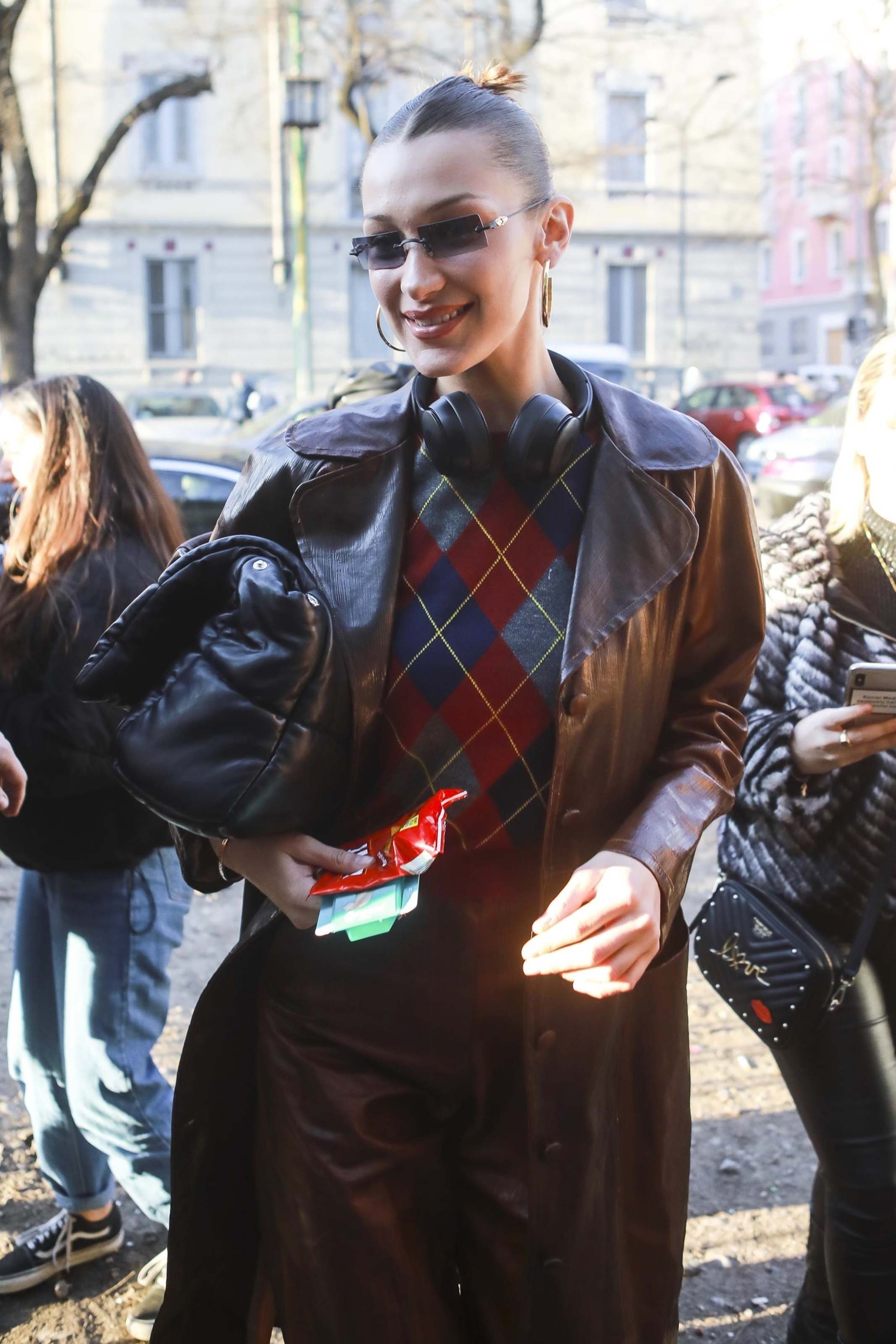 Bella Hadid arrives for the Fendi Fashion Show