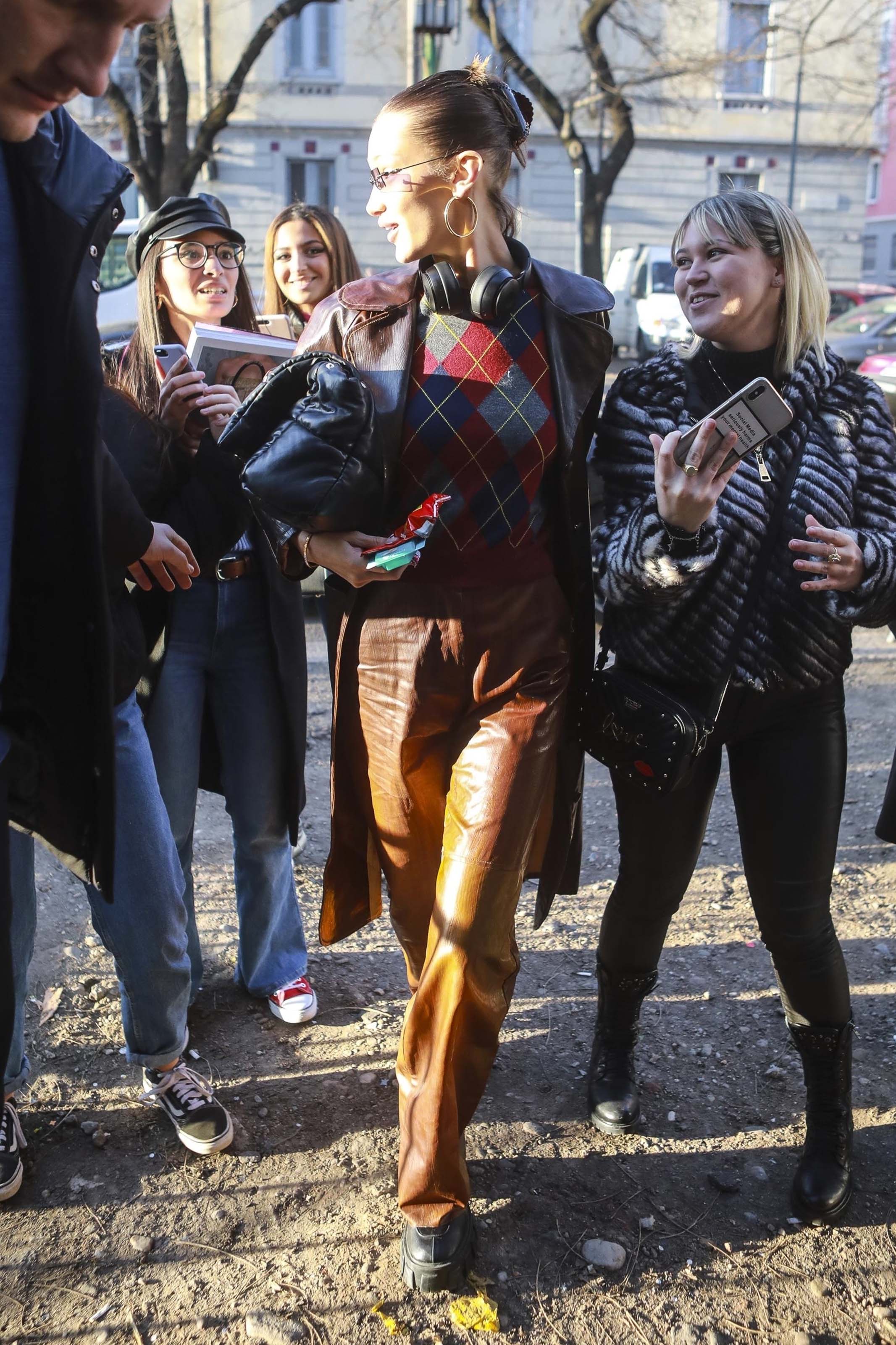 Bella Hadid arrives for the Fendi Fashion Show