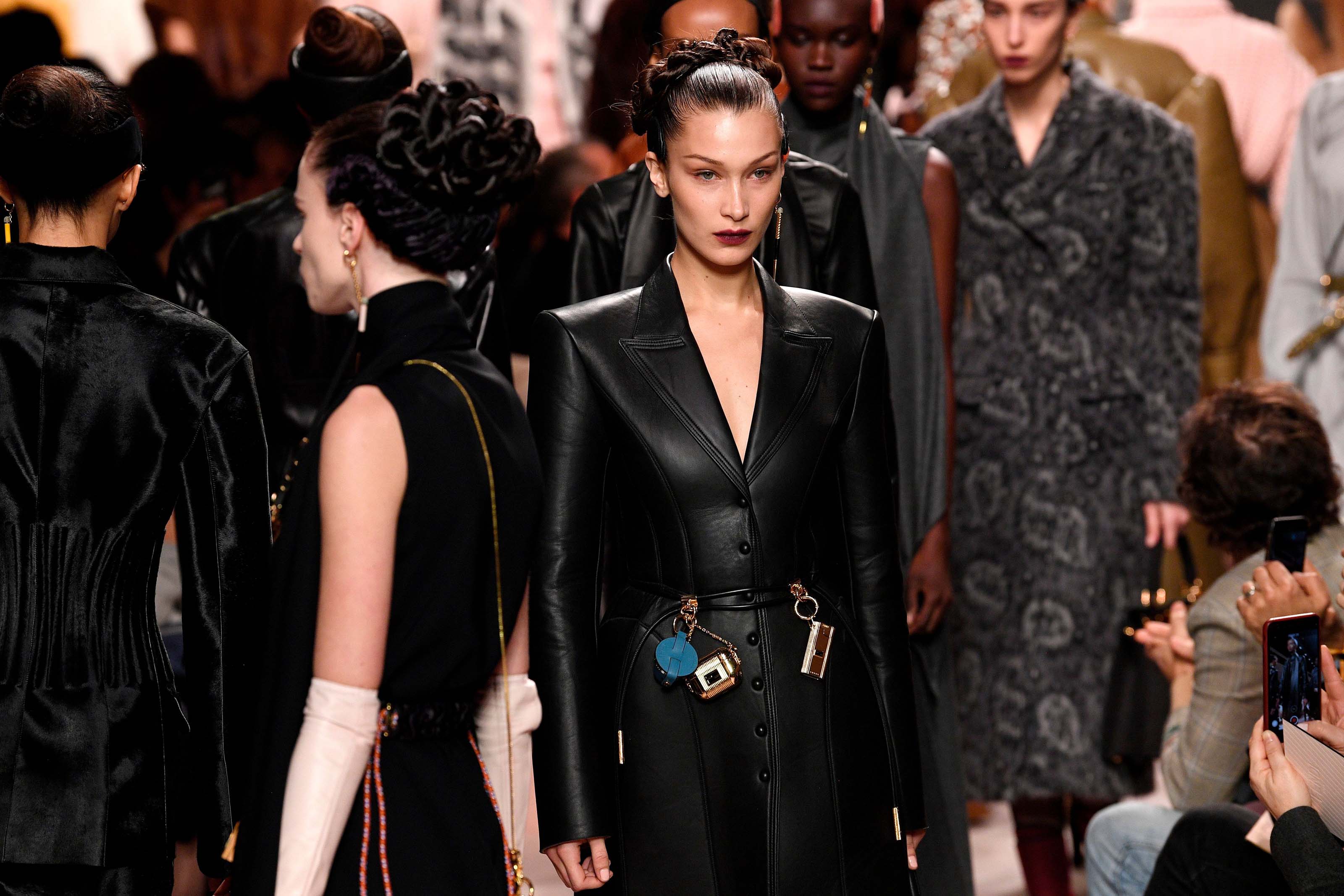 Bella Hadid walks the runway at Fendi fashion show