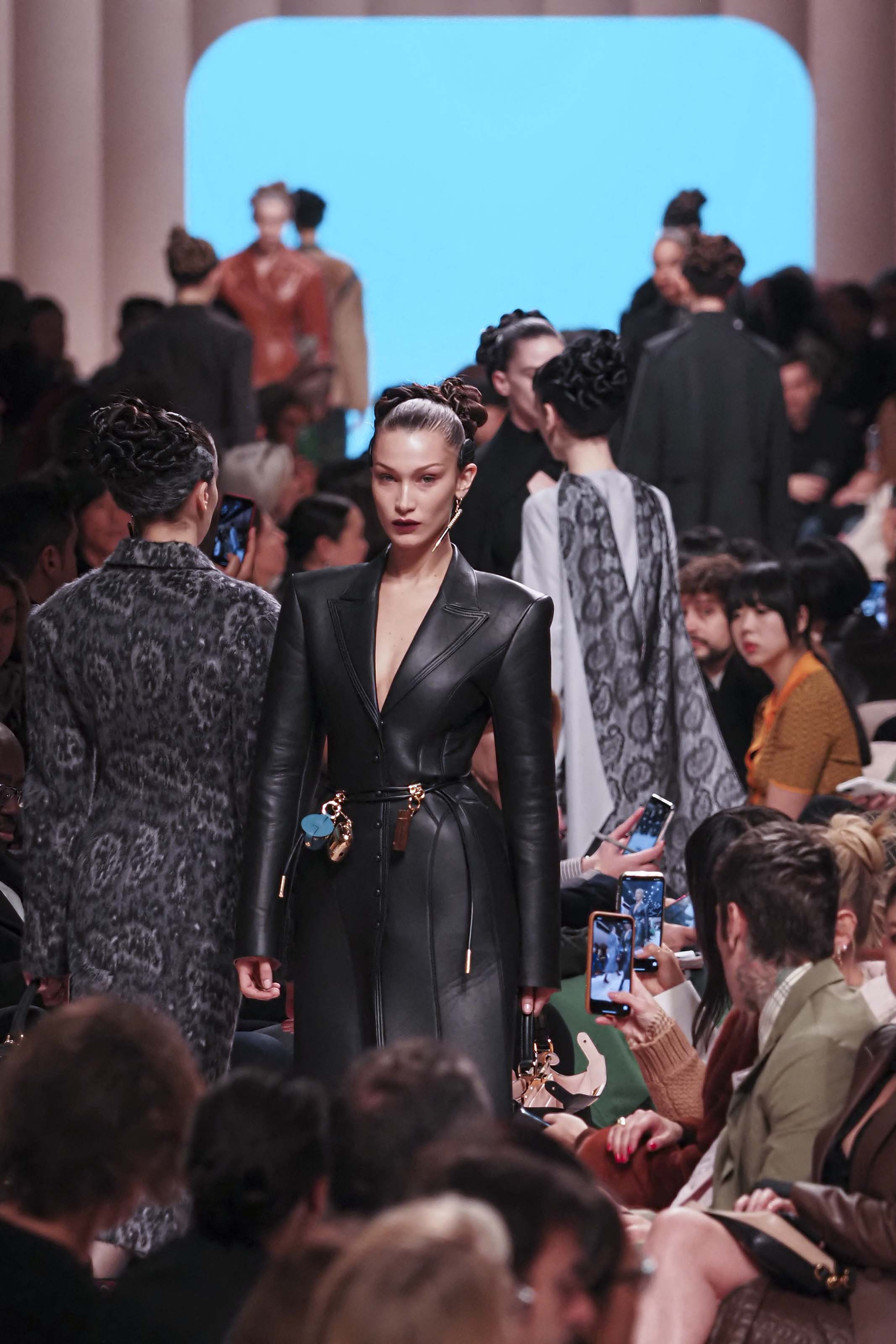 Bella Hadid walks the runway at Fendi fashion show