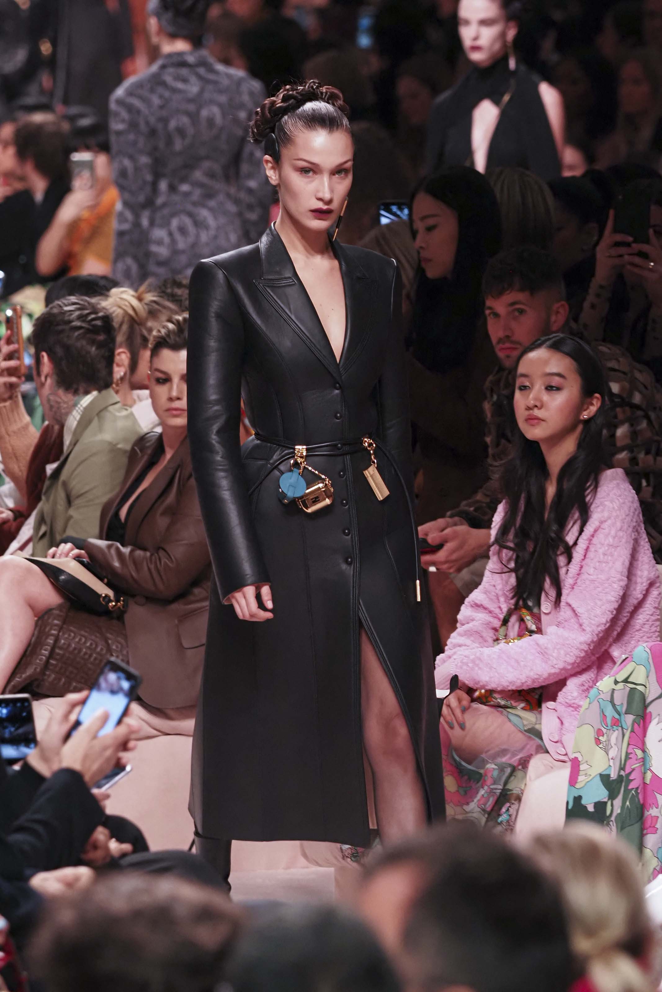 Bella Hadid walks the runway at Fendi fashion show