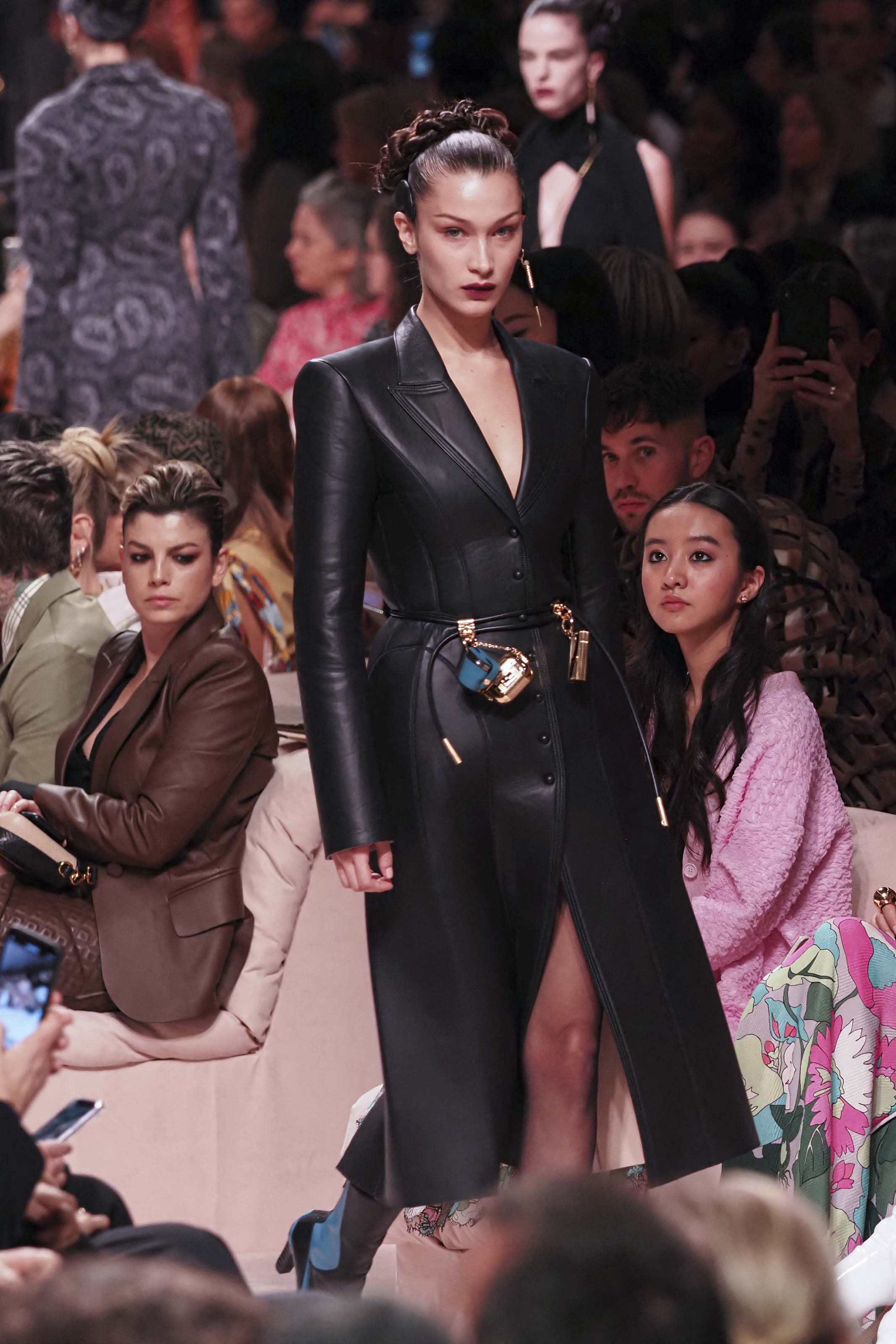 Bella Hadid walks the runway at Fendi fashion show