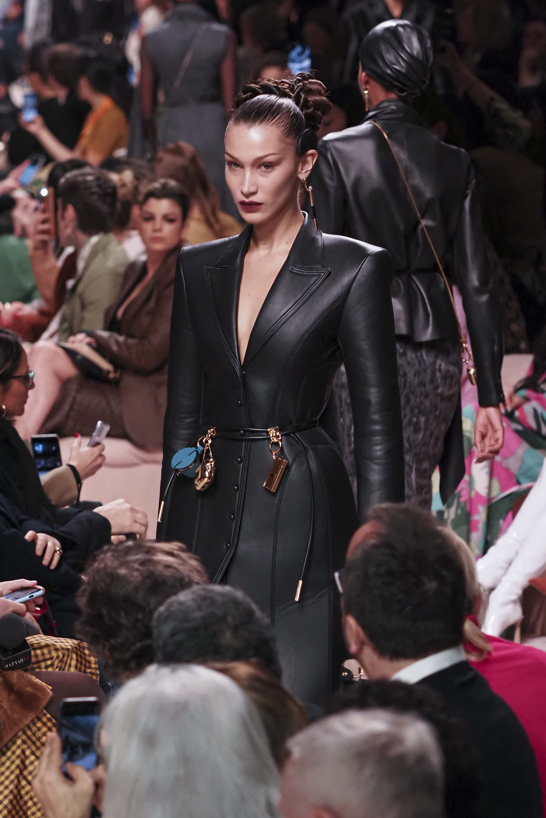 Bella Hadid walks the runway at Fendi fashion show