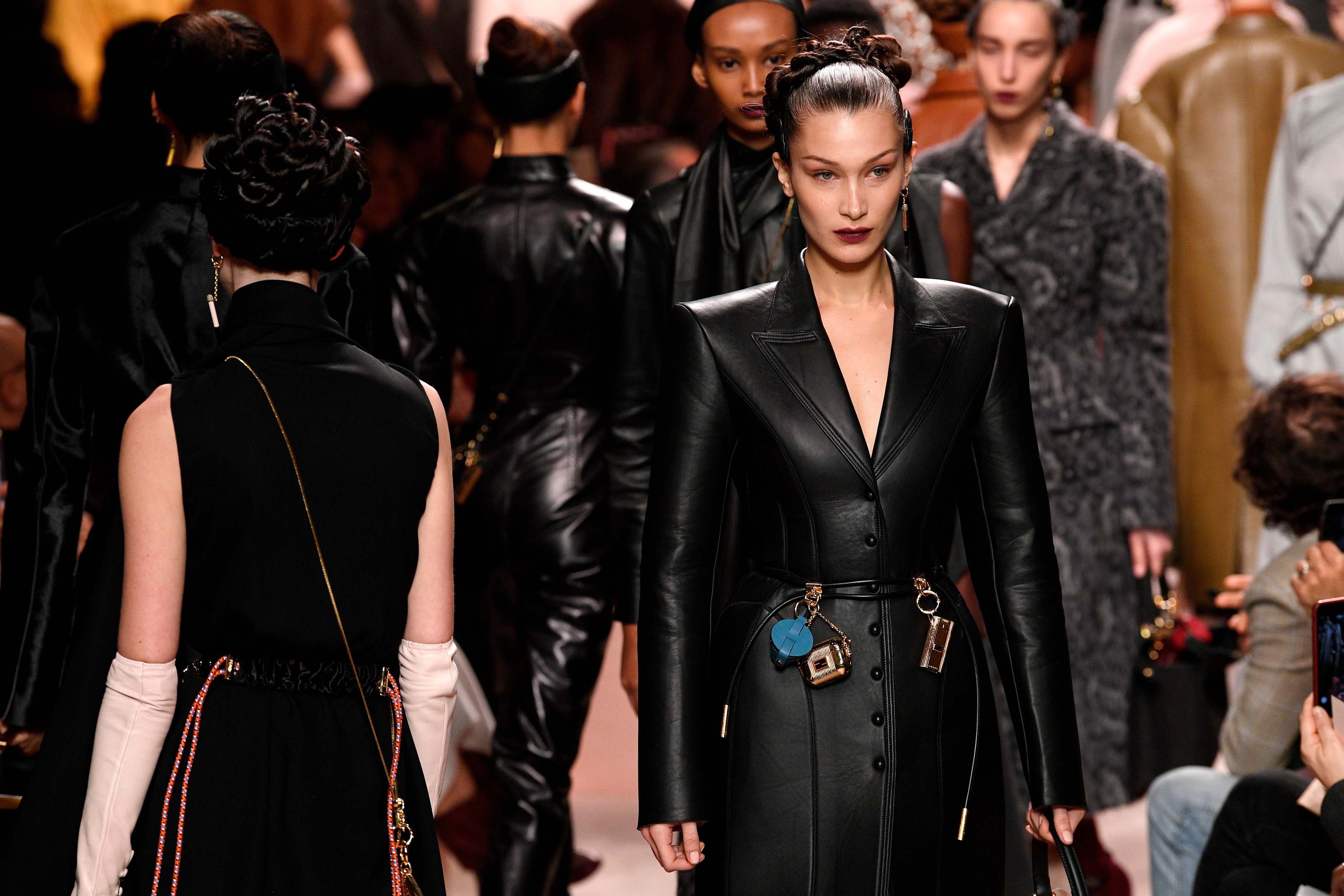 Bella Hadid walks the runway at Fendi fashion show