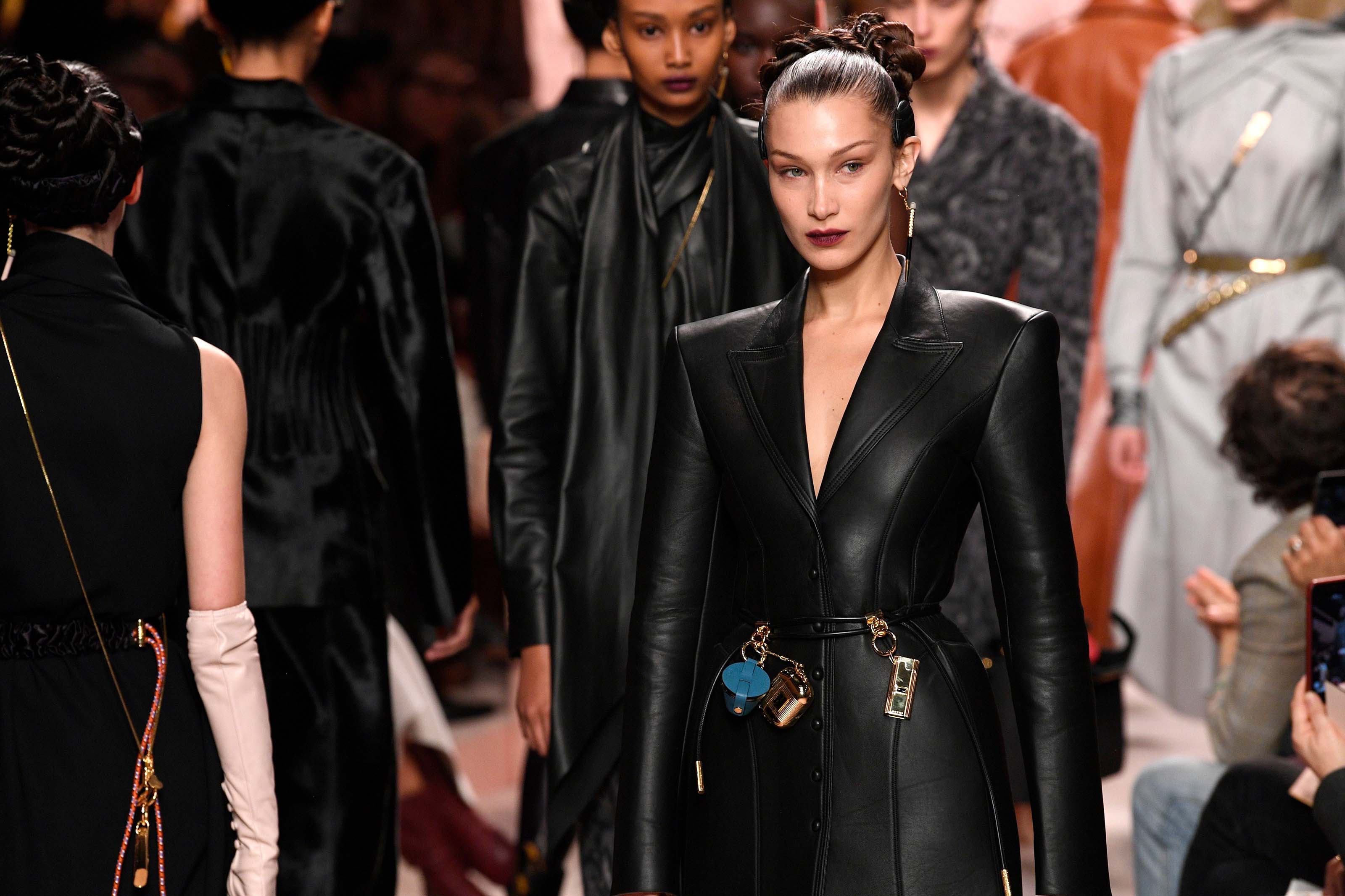 Bella Hadid walks the runway at Fendi fashion show