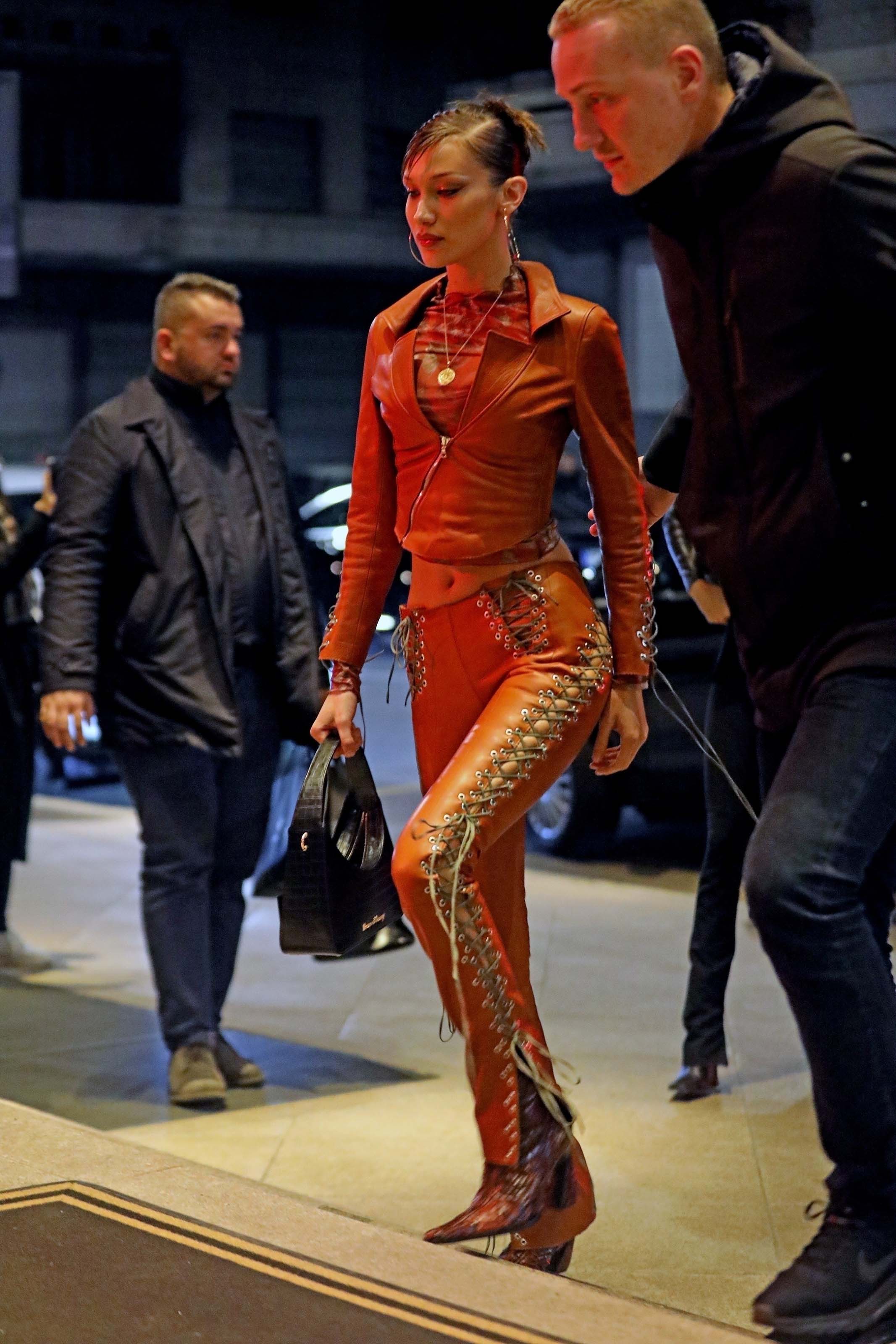 Bella Hadid out during Milan Fashion Week