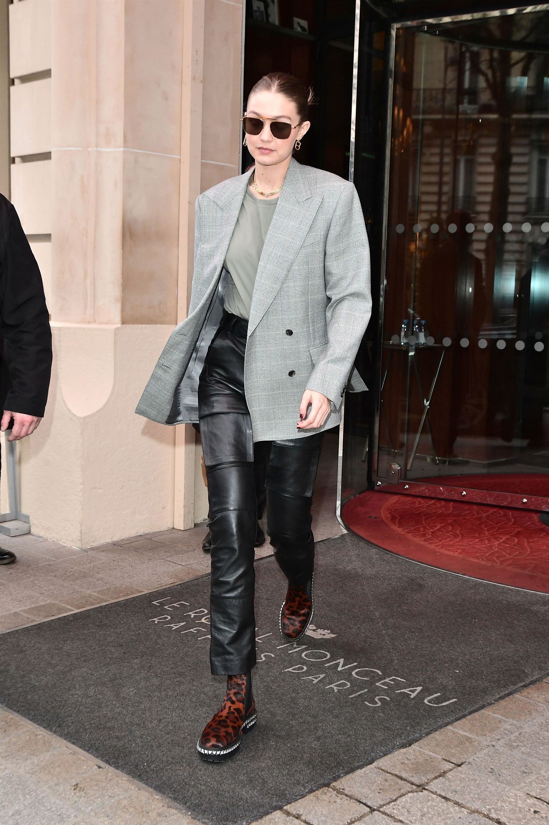 Gigi Hadid leaves her hotel in Paris