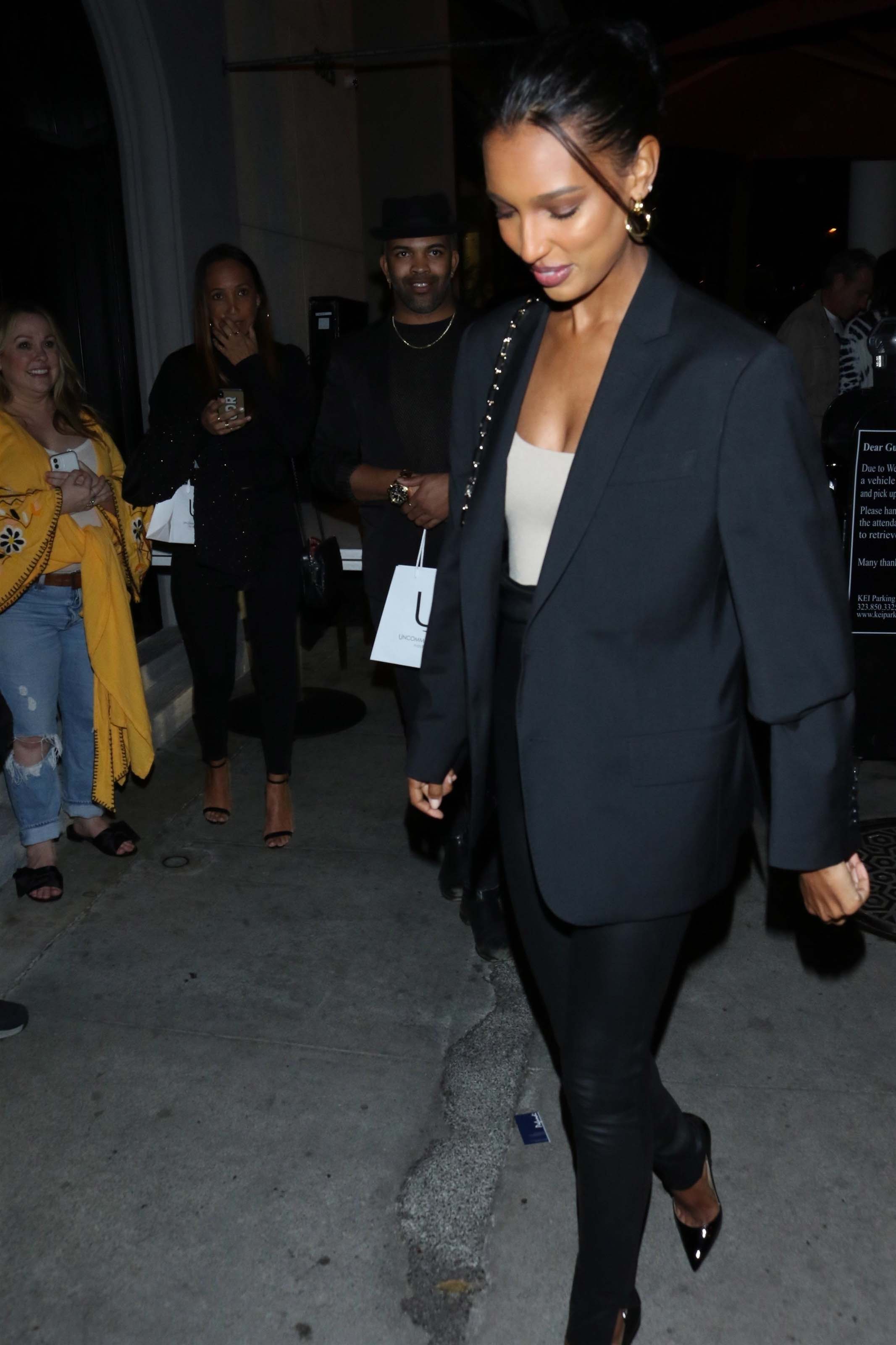 Jasmine Tookes is all smiles arriving for dinner at Craig’s