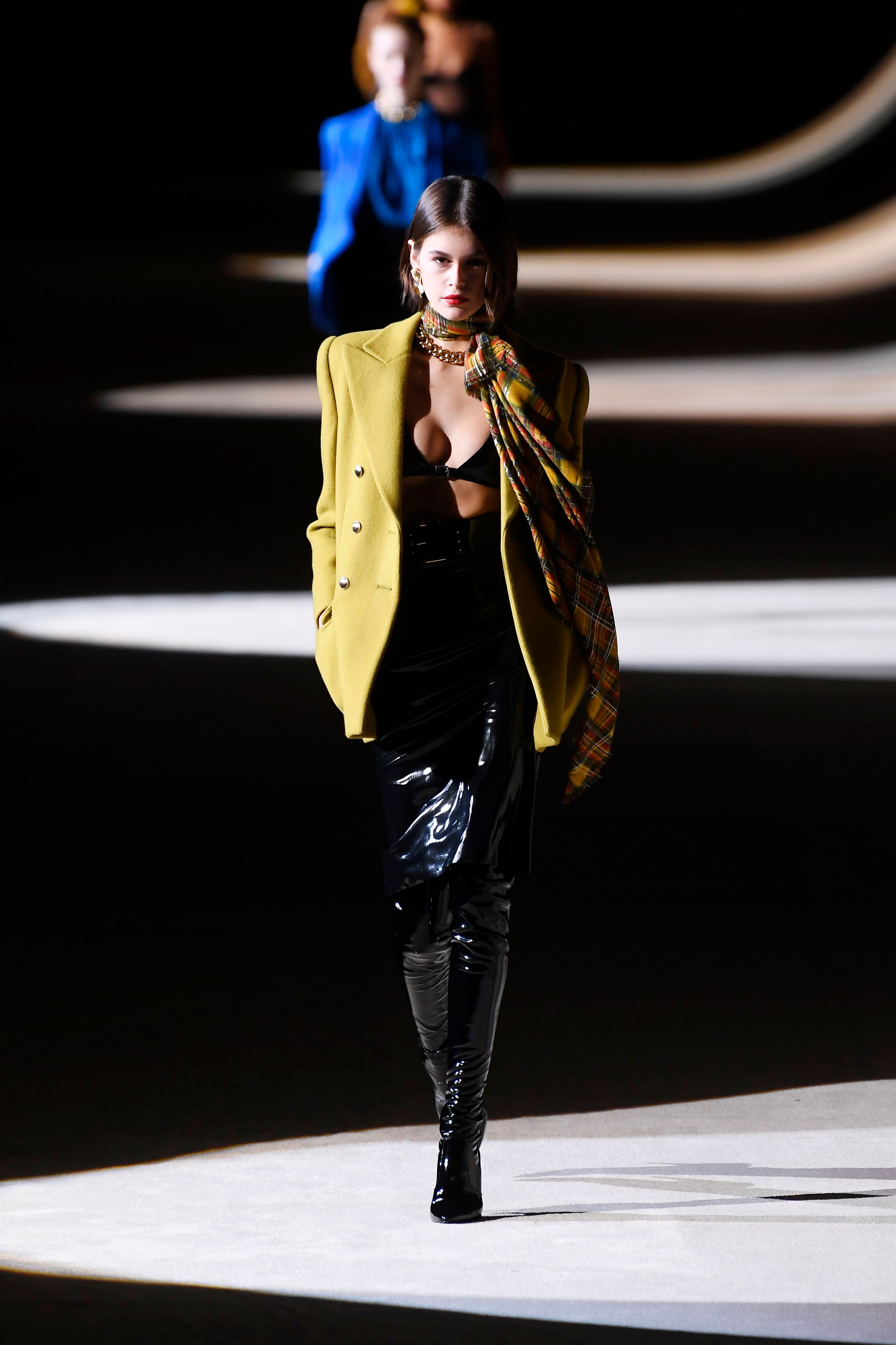 Kaia Gerber runway at Saint Laurent Show F/W 2020