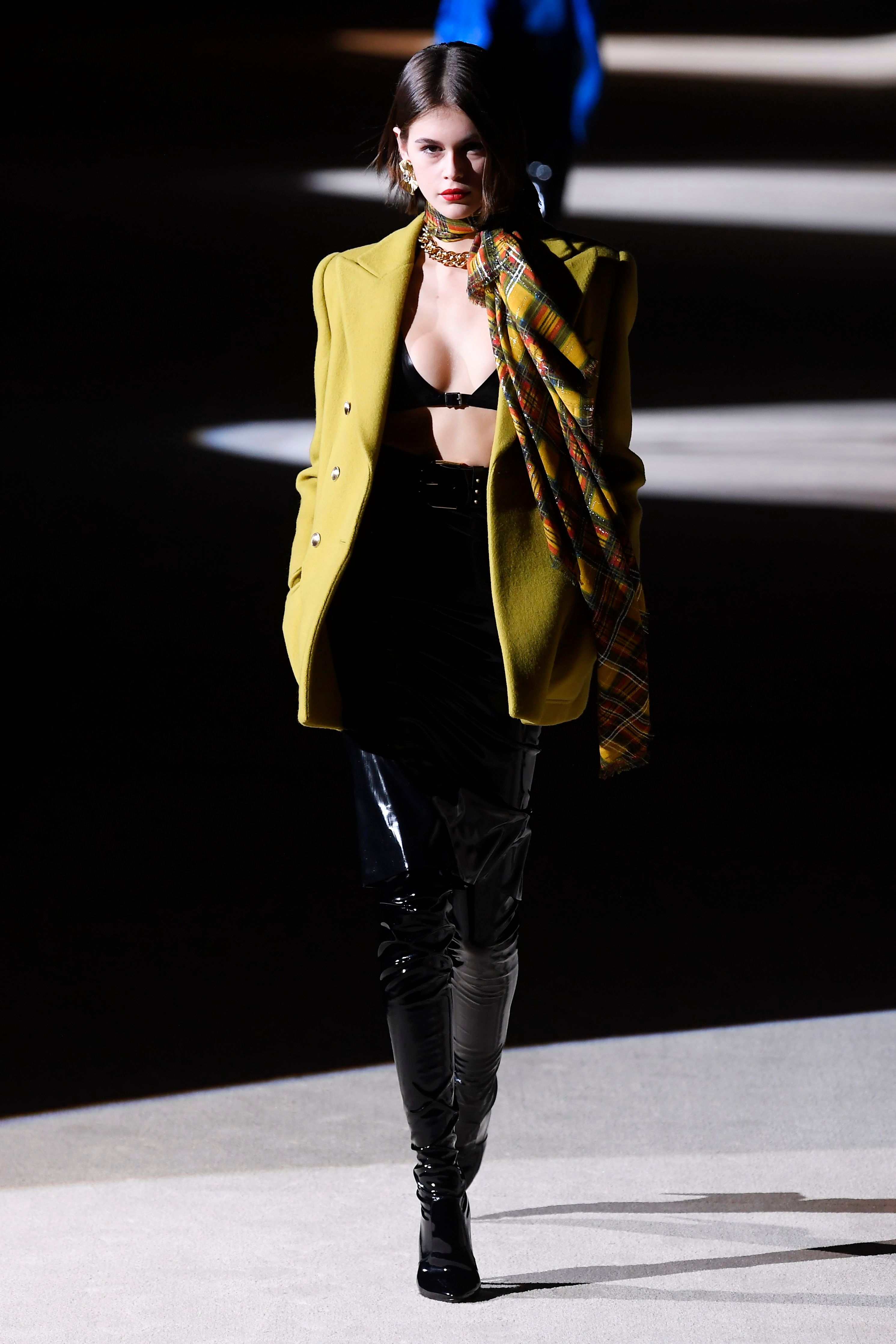 Kaia Gerber runway at Saint Laurent Show F/W 2020