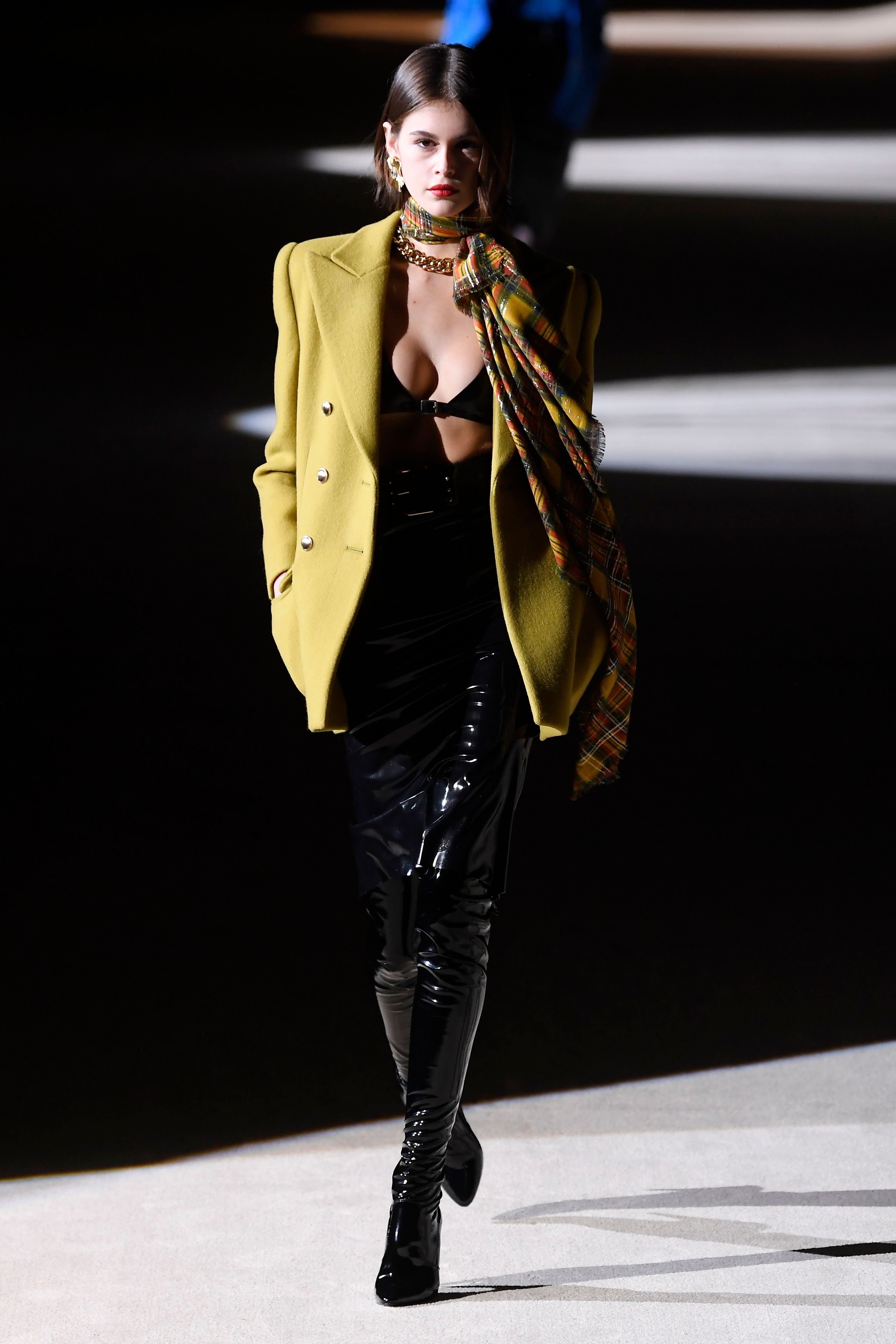 Kaia Gerber runway at Saint Laurent Show F/W 2020