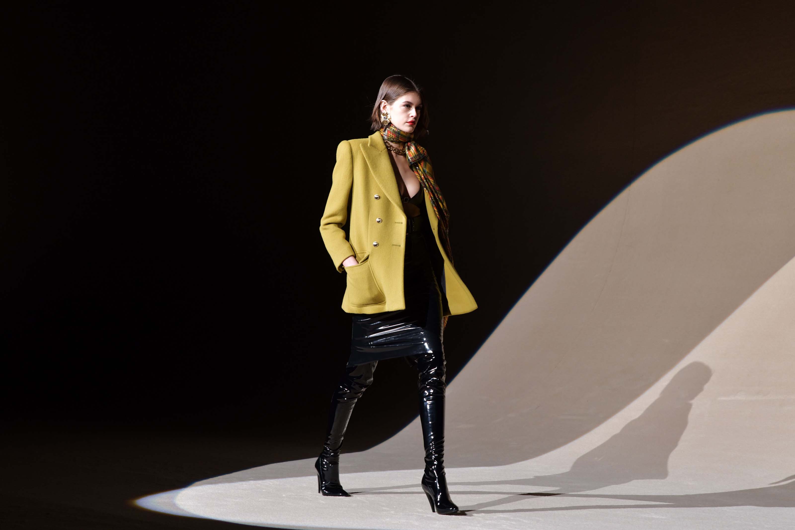 Kaia Gerber runway at Saint Laurent Show F/W 2020