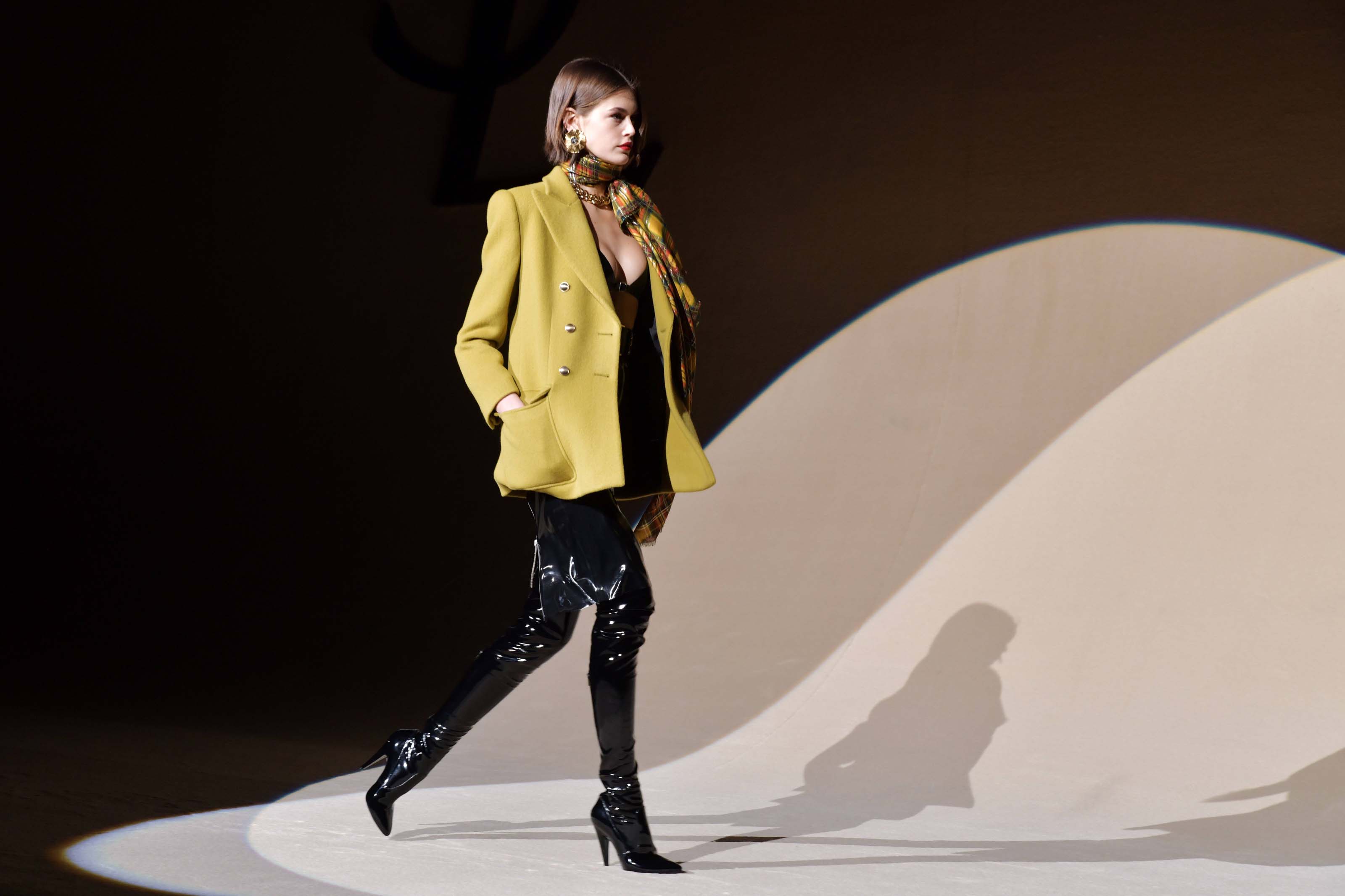 Kaia Gerber runway at Saint Laurent Show F/W 2020