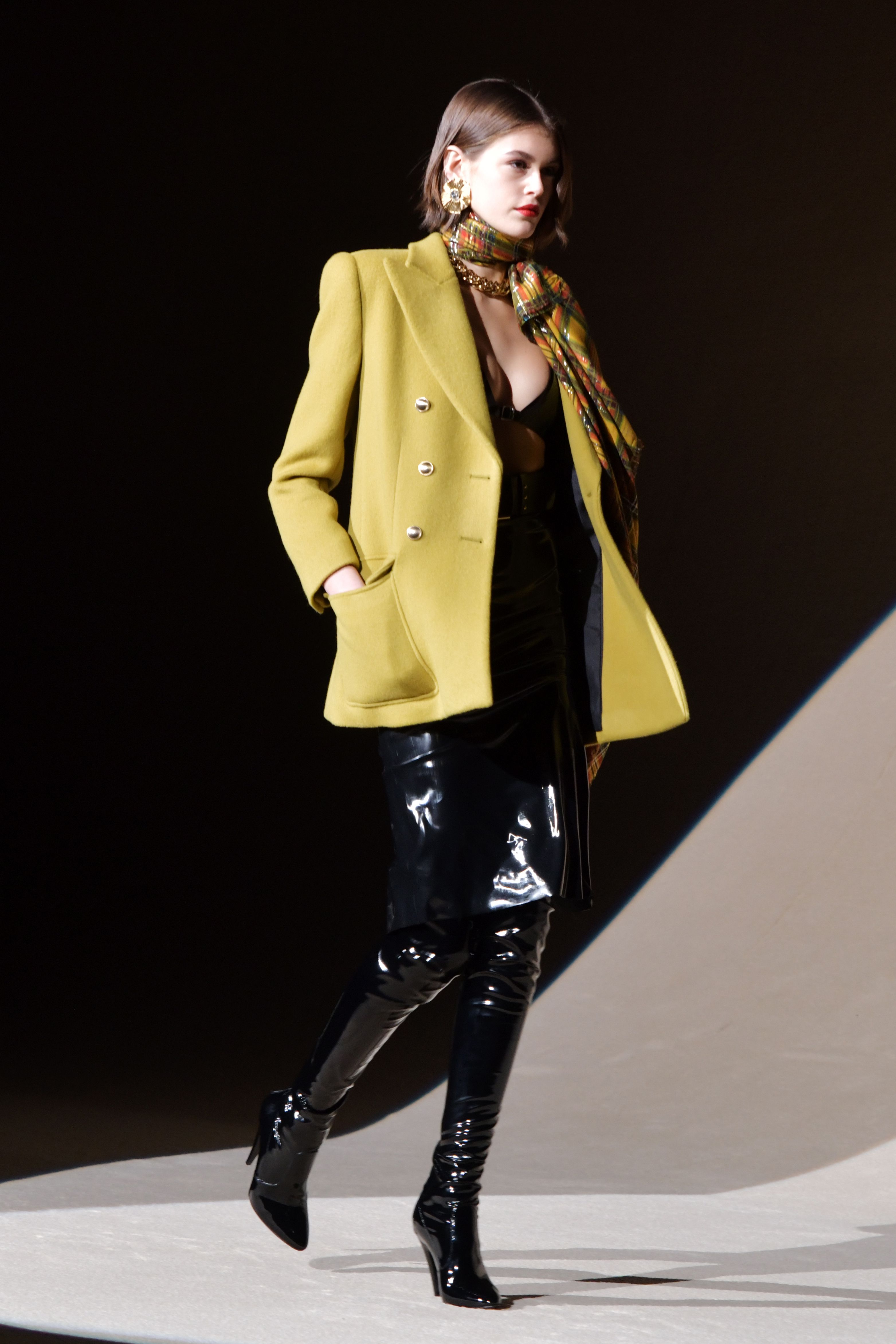 Kaia Gerber runway at Saint Laurent Show F/W 2020