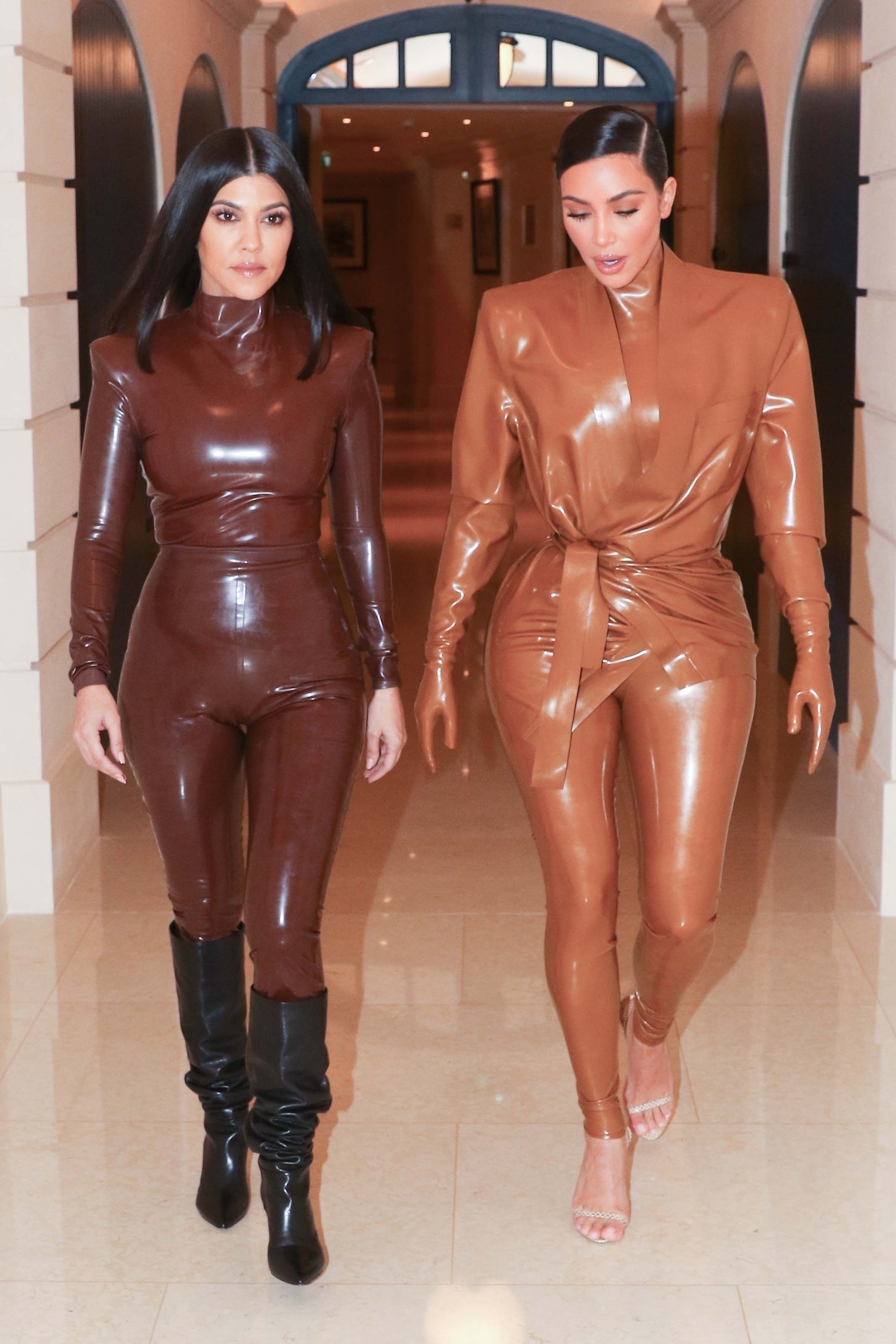 Kim Kardashian & Kourtney Kardashian seen out & about in Paris