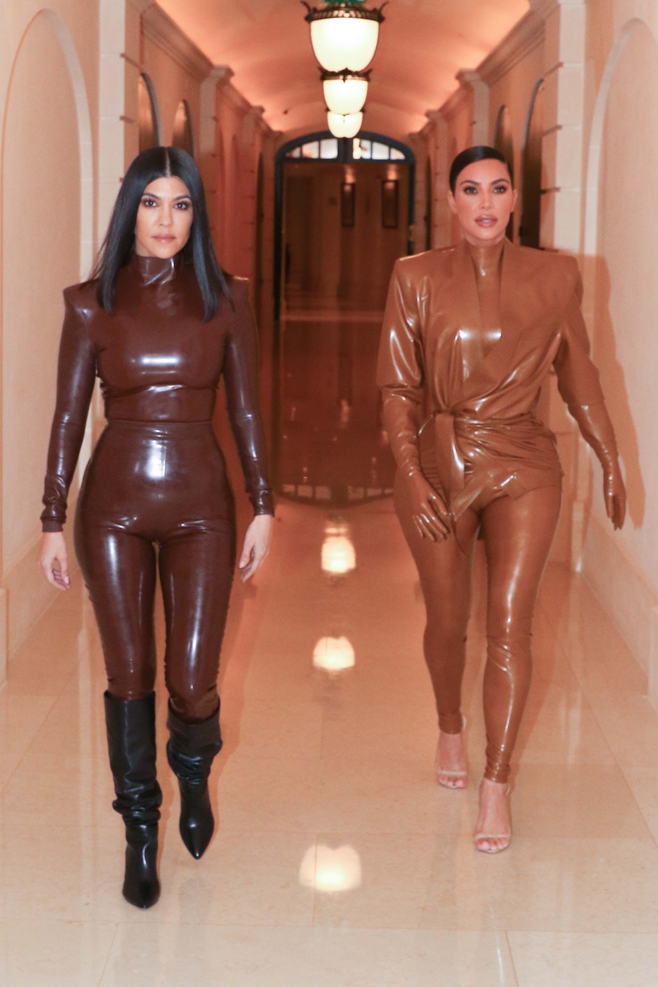 Kim Kardashian & Kourtney Kardashian seen out & about in Paris