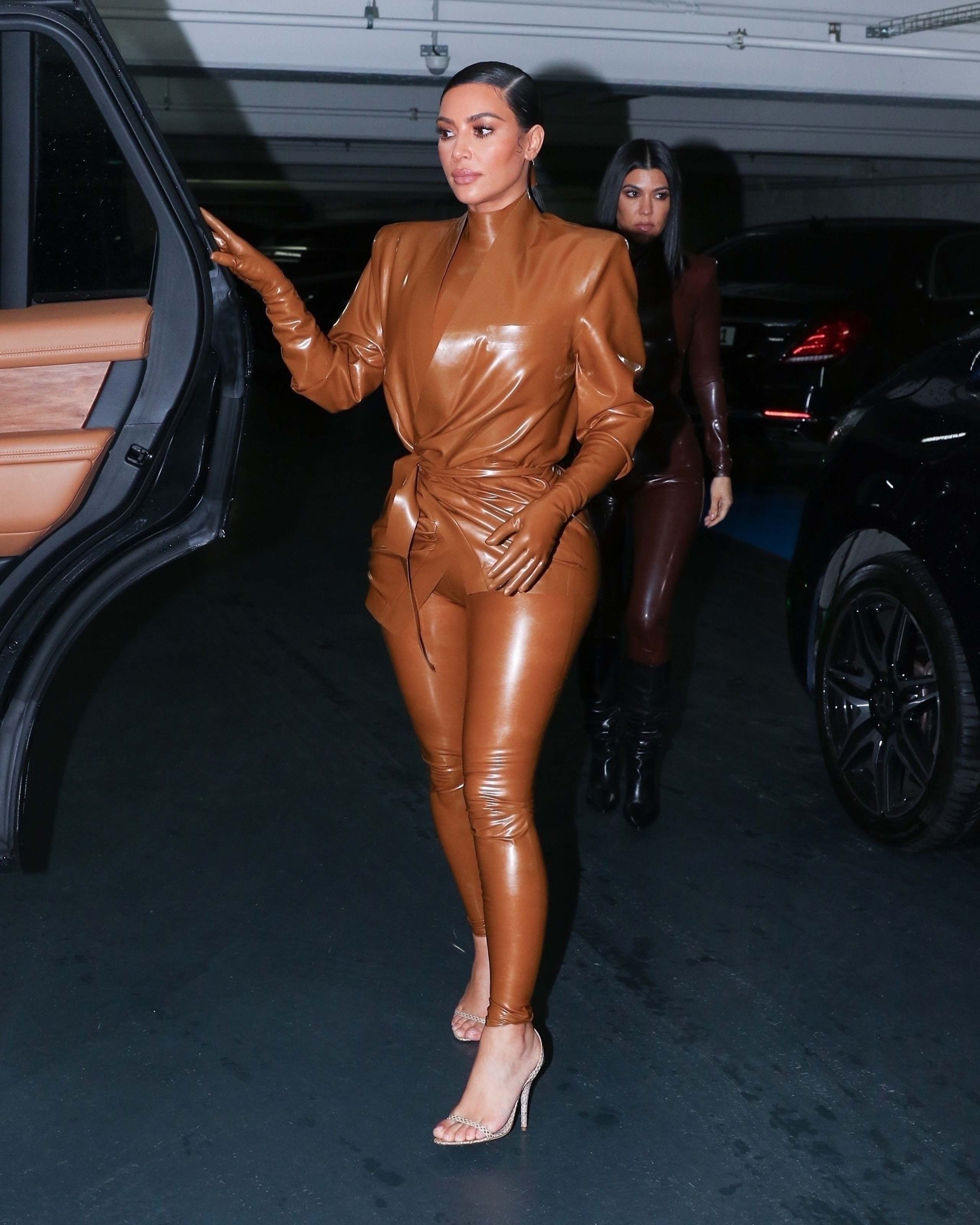 Kim Kardashian & Kourtney Kardashian seen out & about in Paris